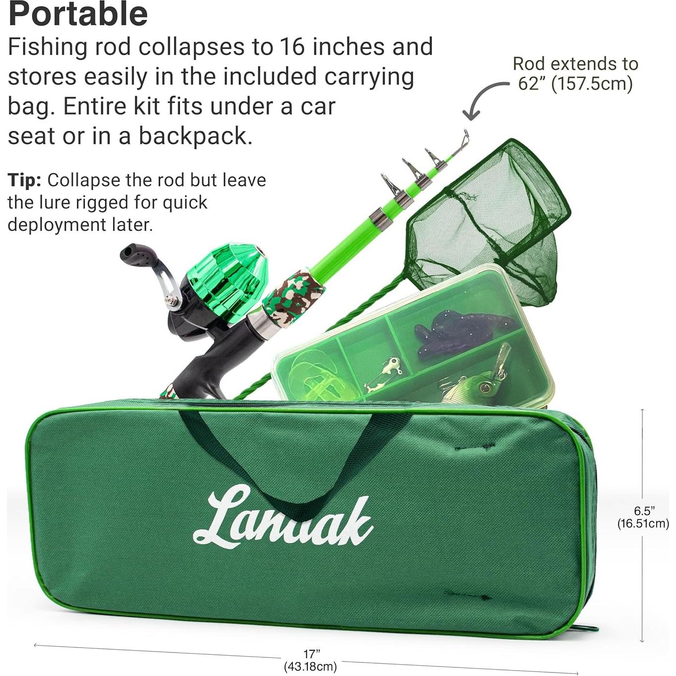 Caña de Pesca Telescópica Lanaak 157.5 cm para Niños