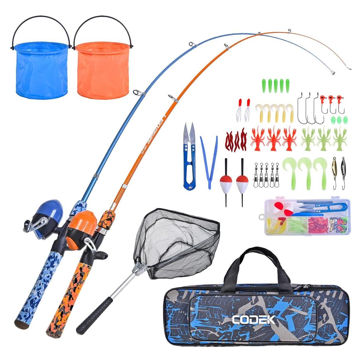 Juego de cañas de pescar CODEK para niños 150cm azul+naranja