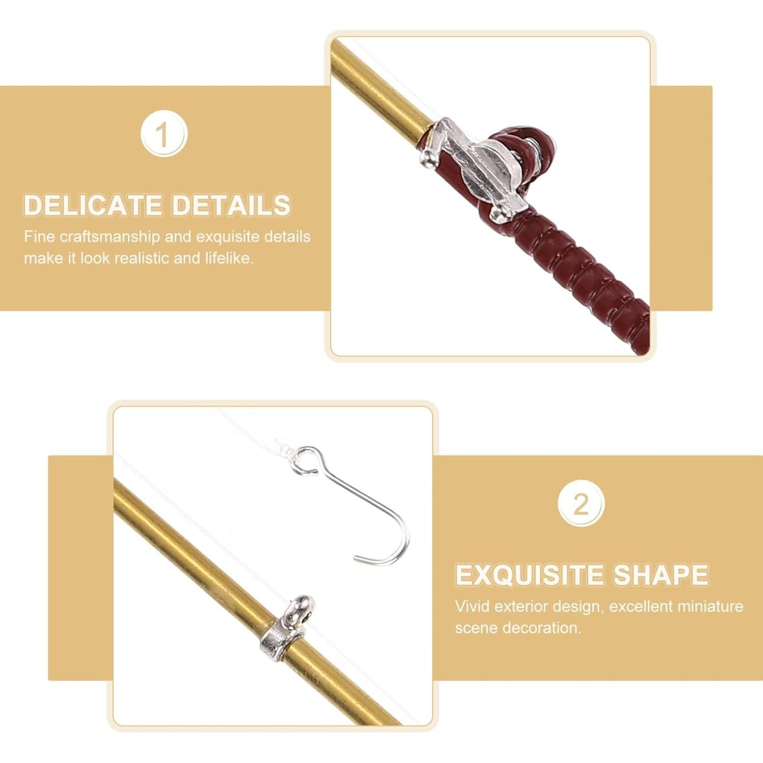 Mini Caña de Pescar para Casa de Muñecas Toddmomy 31.75cm