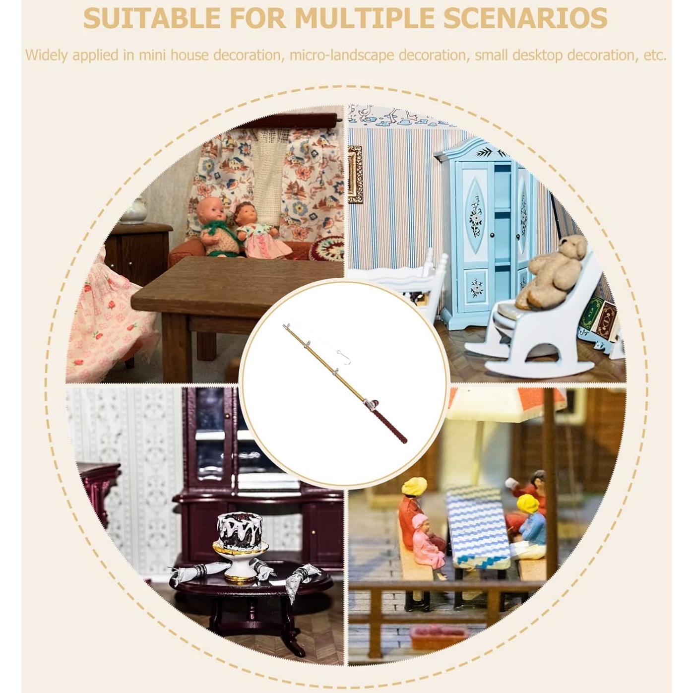 Mini Caña de Pescar para Casa de Muñecas Toddmomy 31.75cm