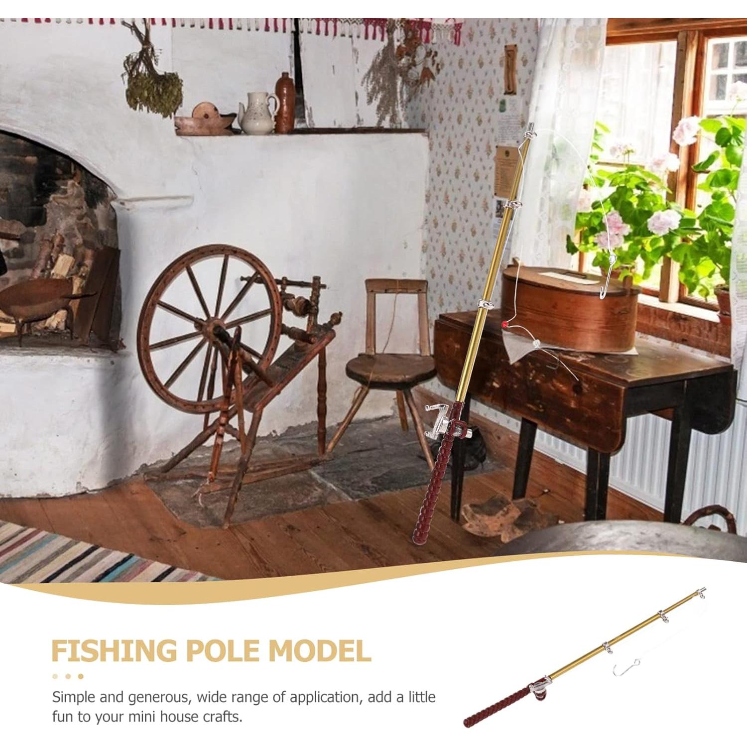 Mini Caña de Pescar para Casa de Muñecas Toddmomy 31.75cm