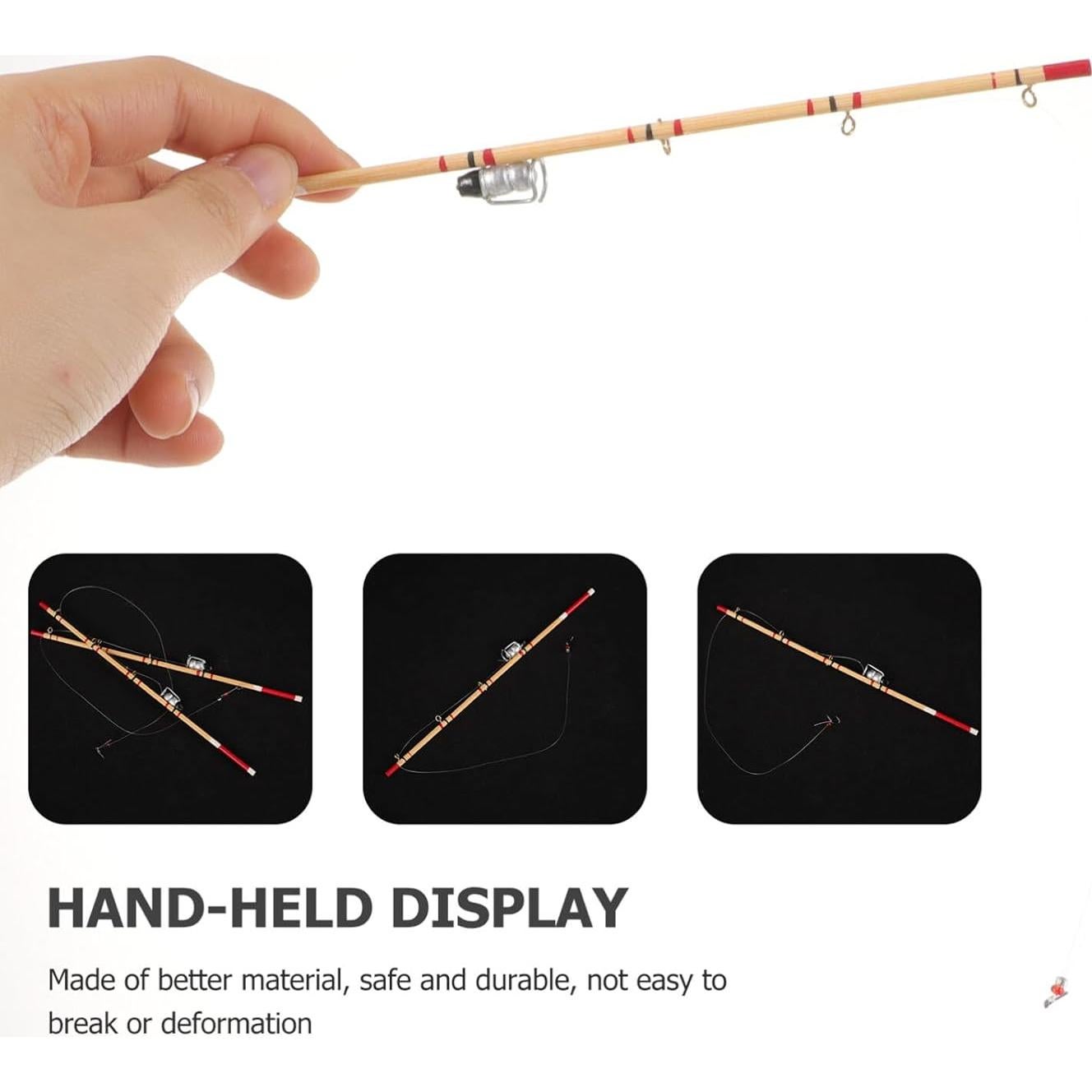 Miniatura Caña de Pescar TOYANDONA 2pcs Decorativa 17.5cm