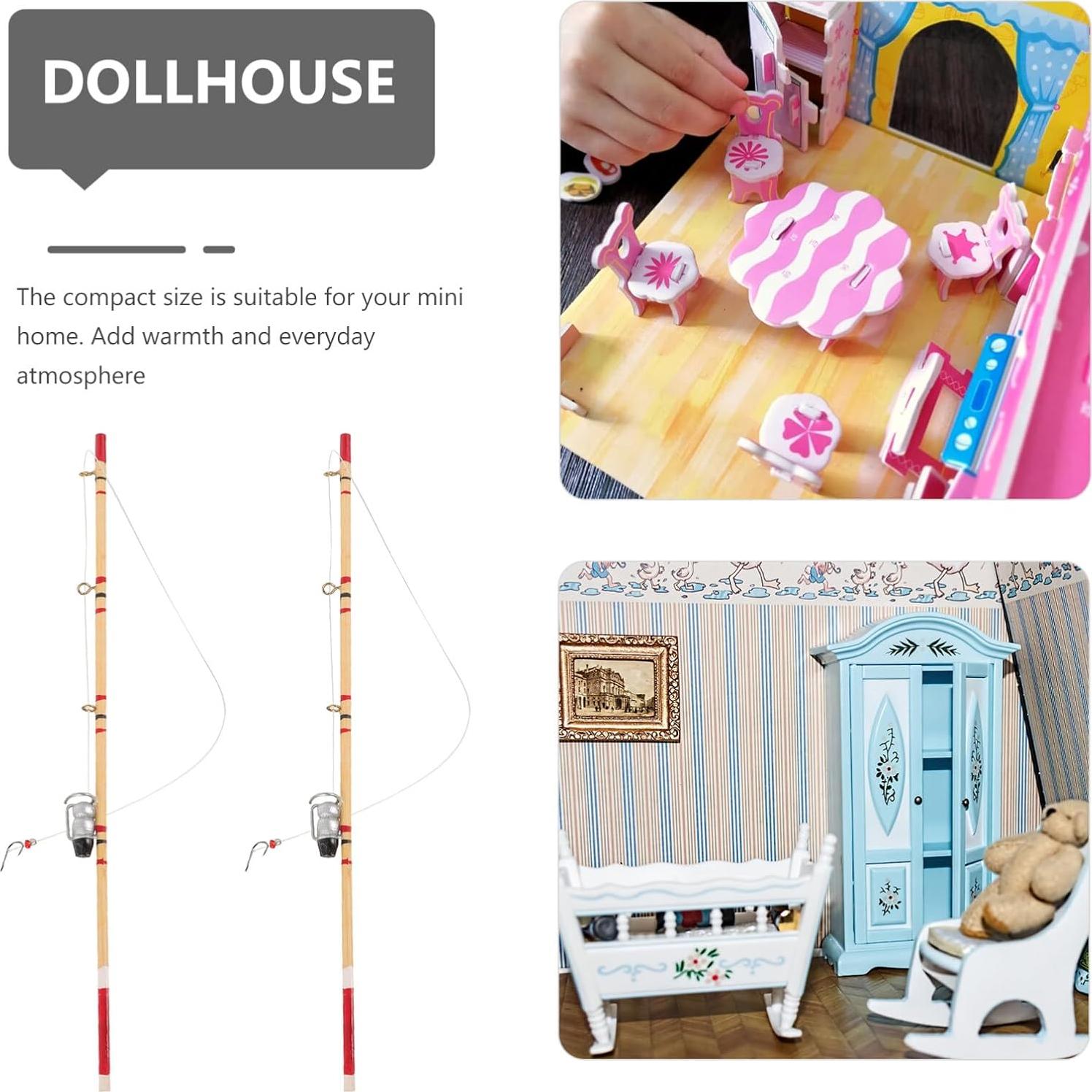 Miniatura Caña de Pescar TOYANDONA 2pcs Decorativa 17.5cm