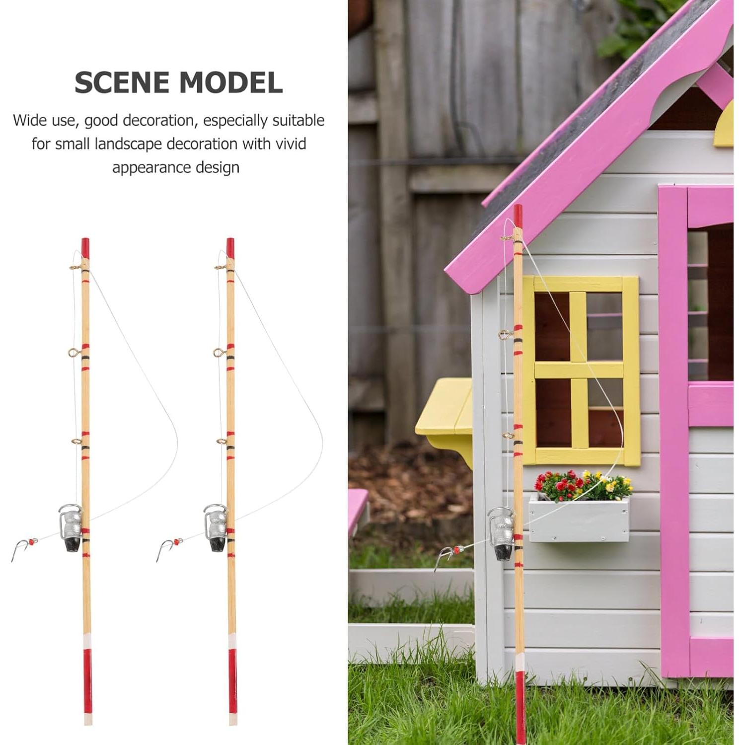 Miniatura Caña de Pescar TOYANDONA 2pcs Decorativa 17.5cm