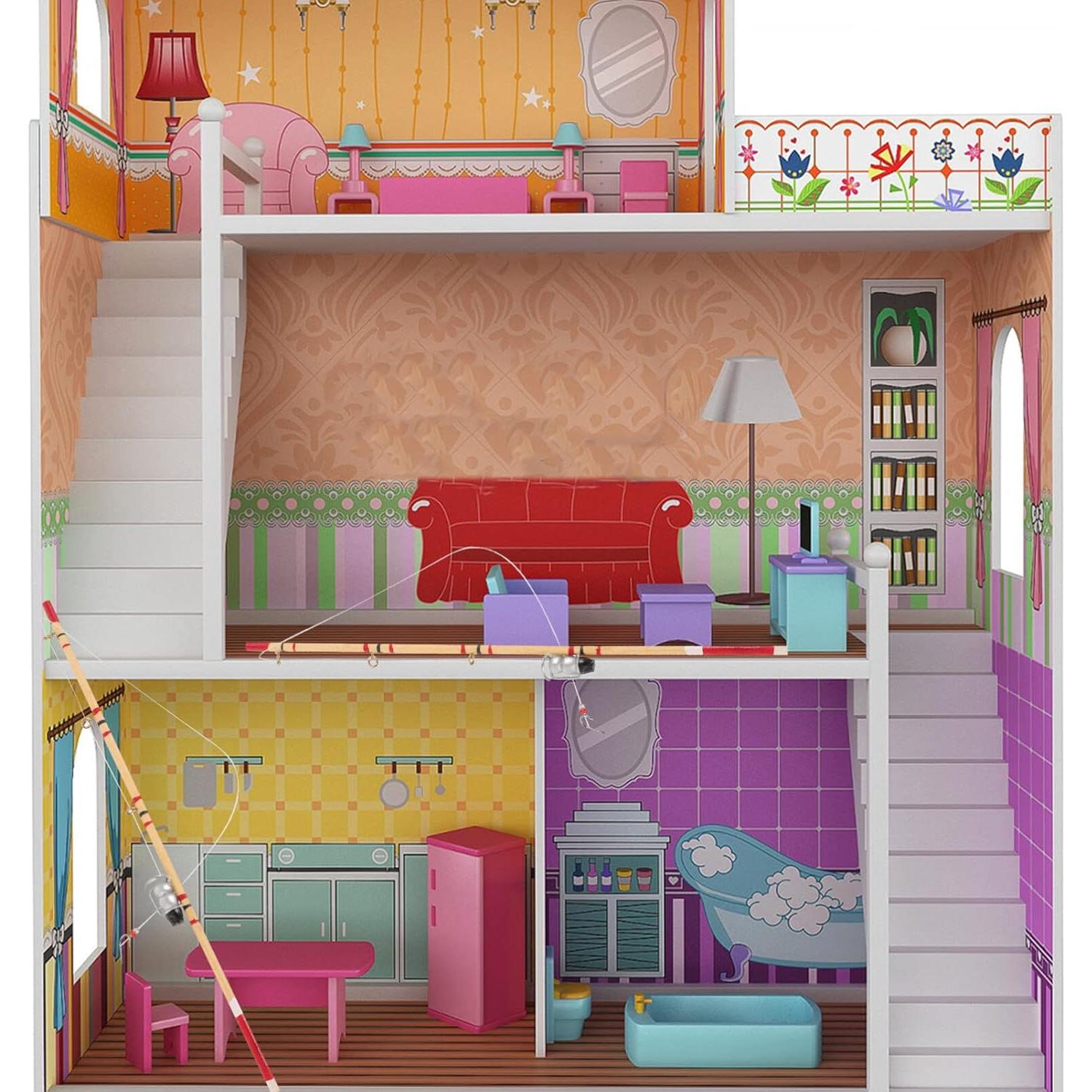 Miniatura Caña de Pescar TOYANDONA 2pcs Decorativa 17.5cm