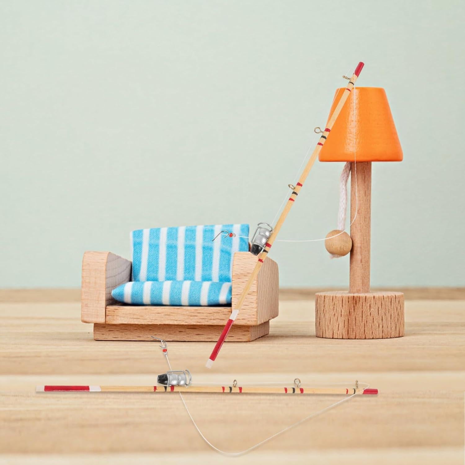 Miniatura Caña de Pescar TOYANDONA 2pcs Decorativa 17.5cm