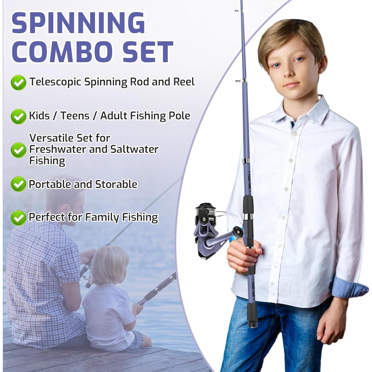 Juego de caña de pescar Milerong 1.65m para niños