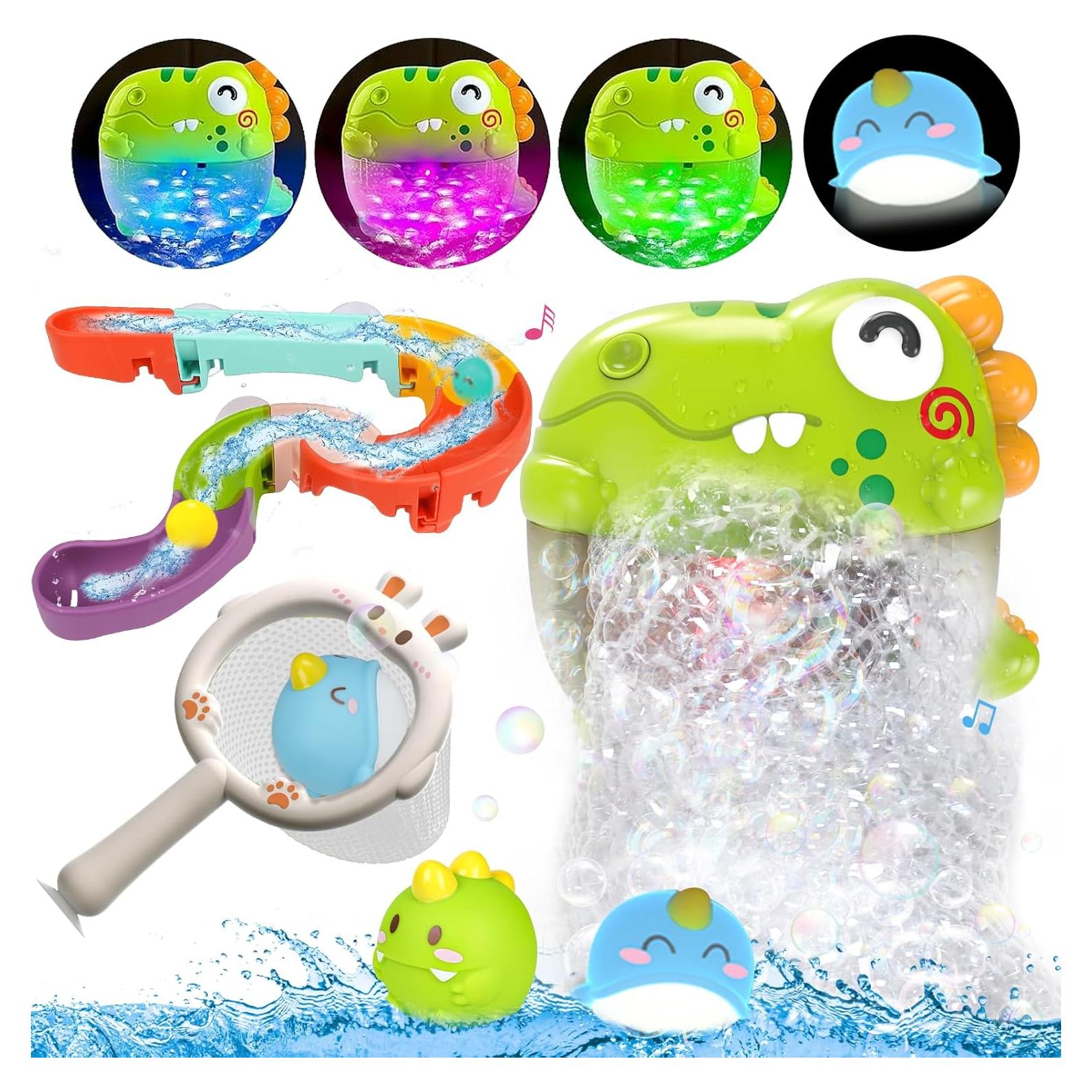 Juguetes de baño iluminados Qirtey con burbujas y música