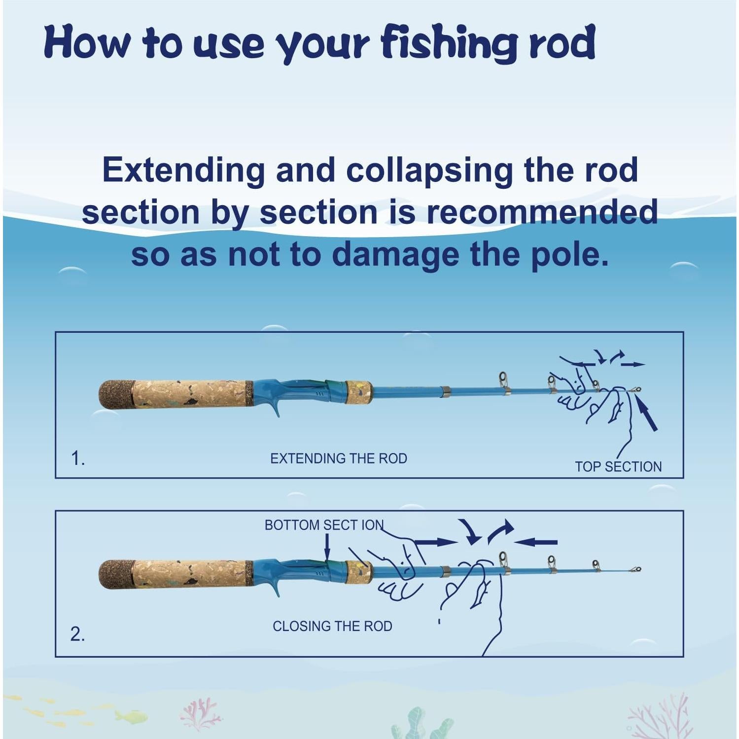 Juego de caña de pescar para niños SHUDAROCAST 1.5m con accesorios