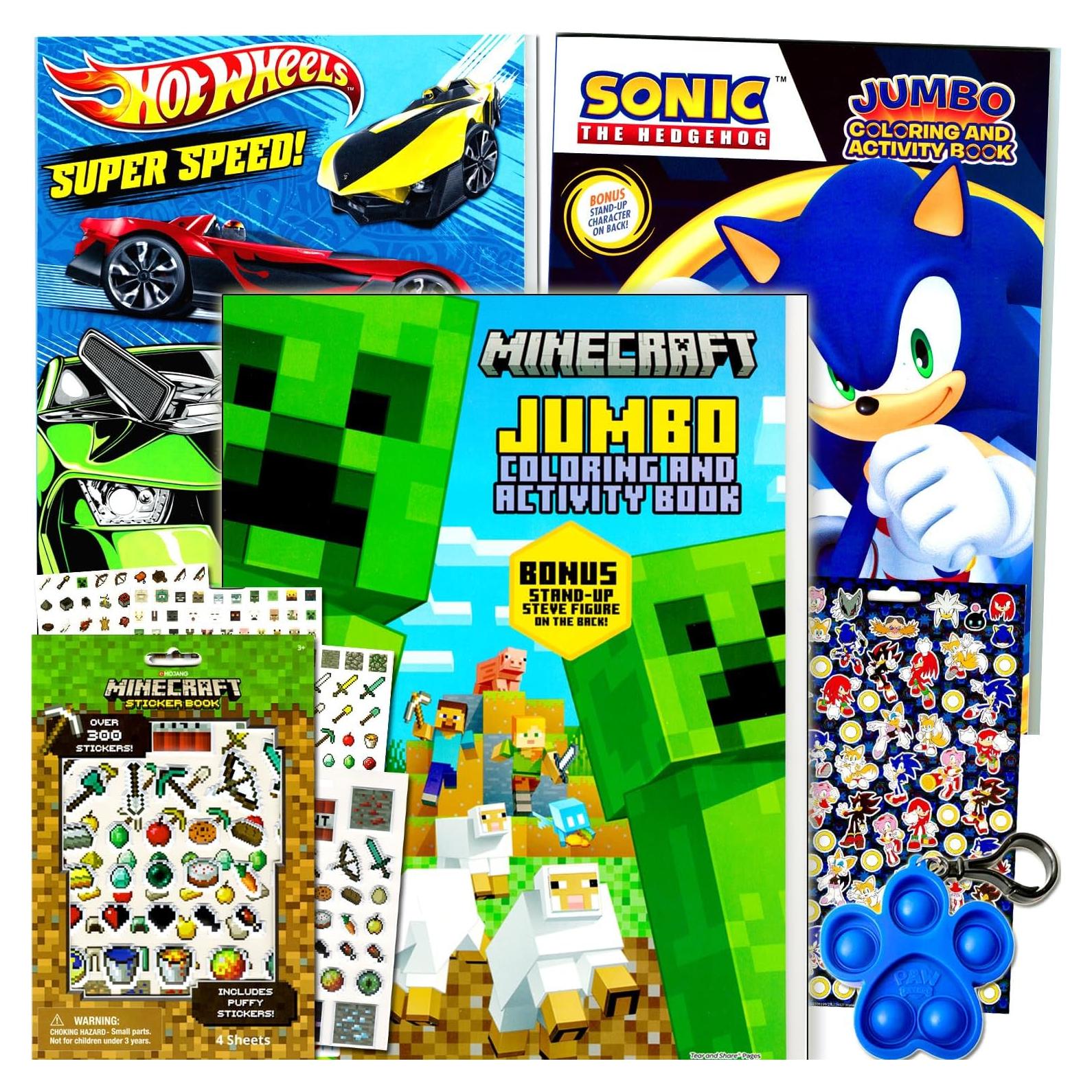 Paquete de Libros de Colorear Bendon - Minecraft, Sonic y Hot Wheels