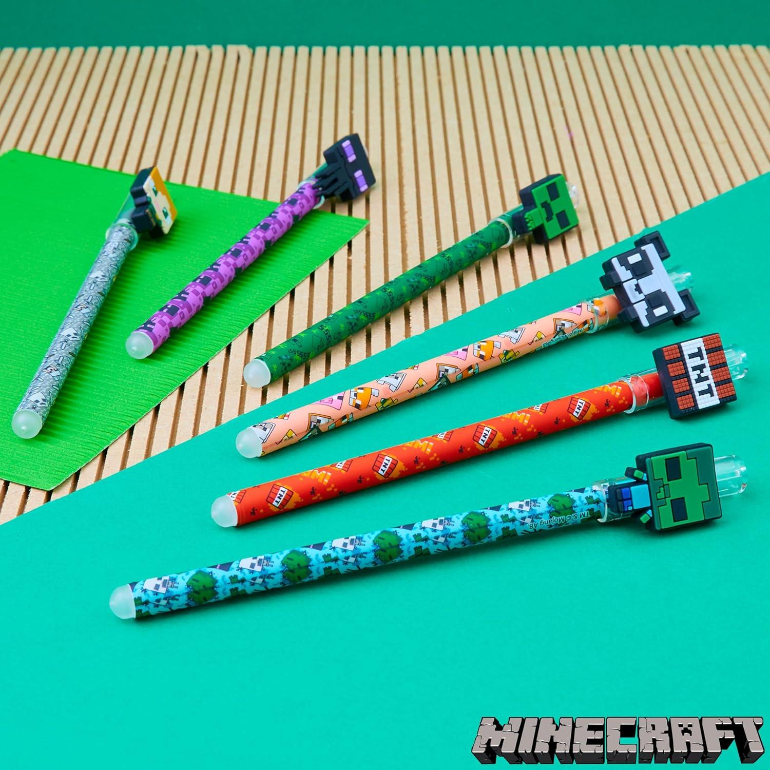 Bolígrafos de Gel Borrables Minecraft - Paquete de 6 Colores