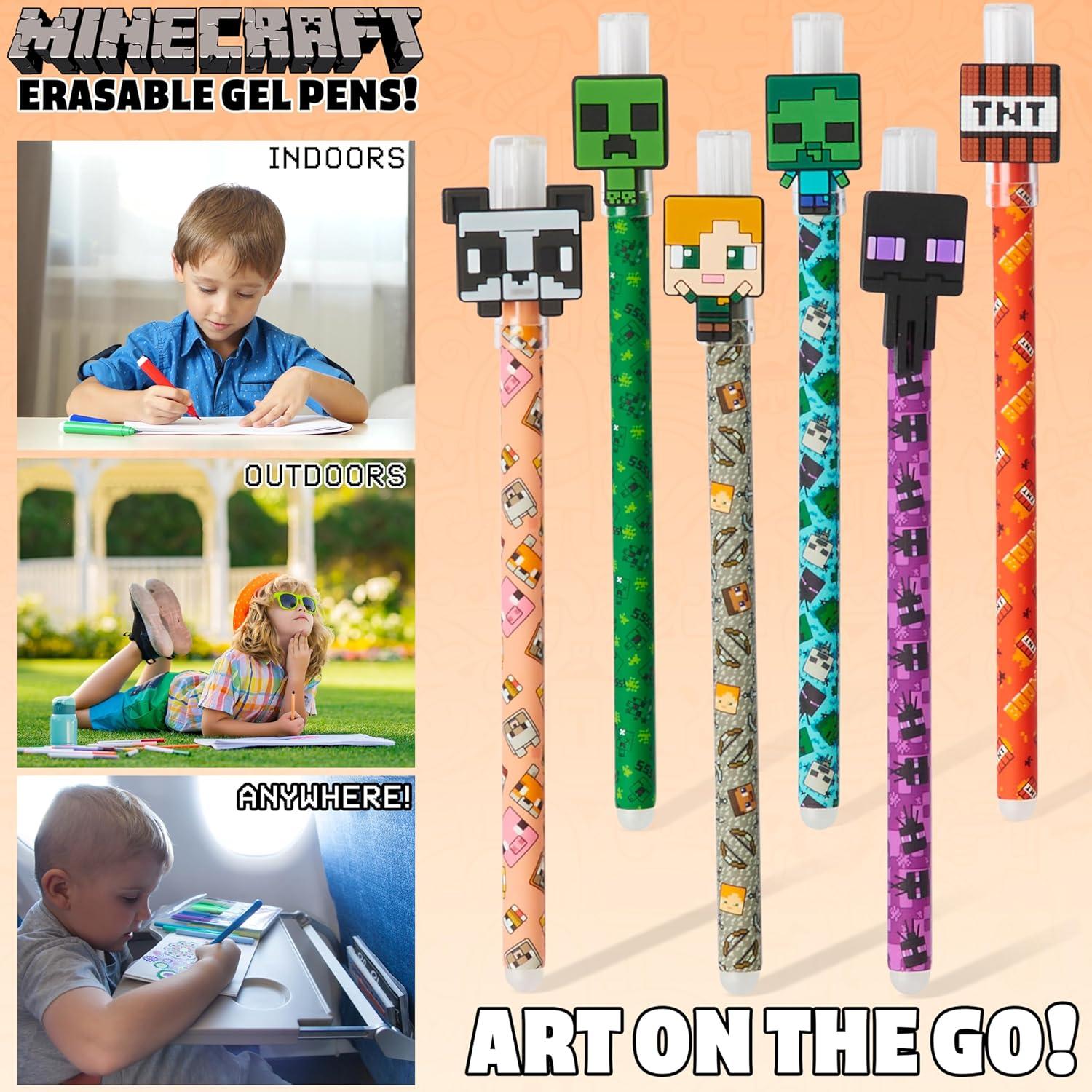Bolígrafos de Gel Borrables Minecraft - Paquete de 6 Colores