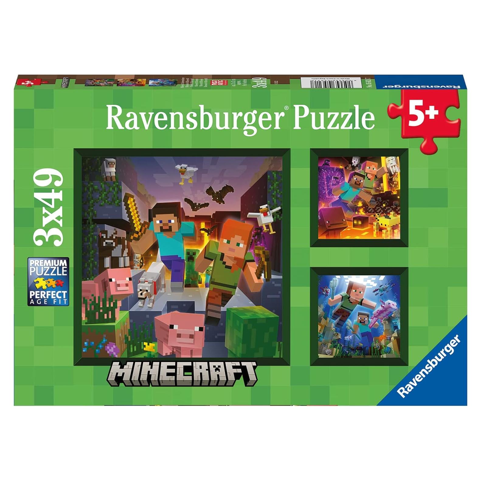 Rompecabezas Ravensburger Biomas de Minecraft 3x49 piezas