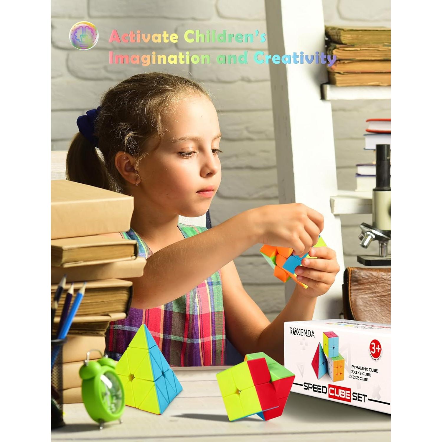 Conjunto de Cubos Mágicos Roxenda 2x2 3x3 Pirámide Puzzle