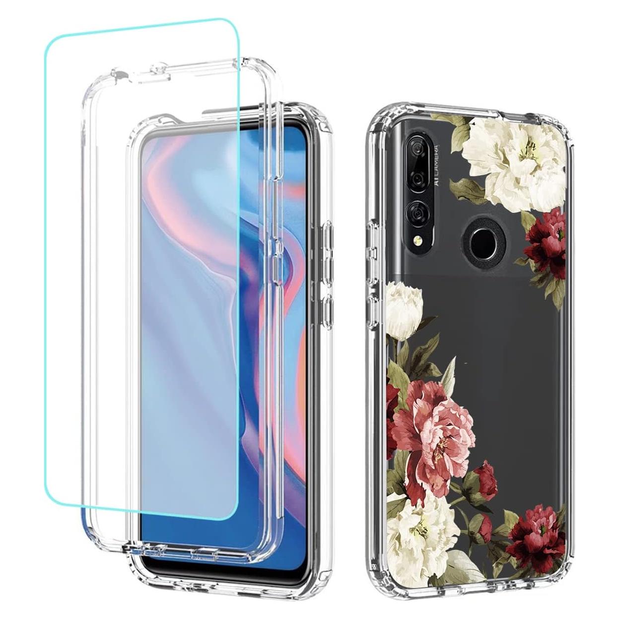 Funda Huawei Y9 Prime 2019 con Protector Vidrio Templado Floral
