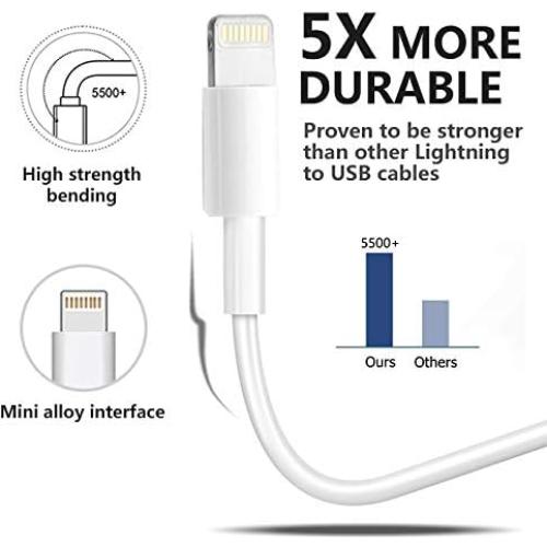 4 Pack Cable de Carga Lightning MFi MAILESI 1m Blanco
