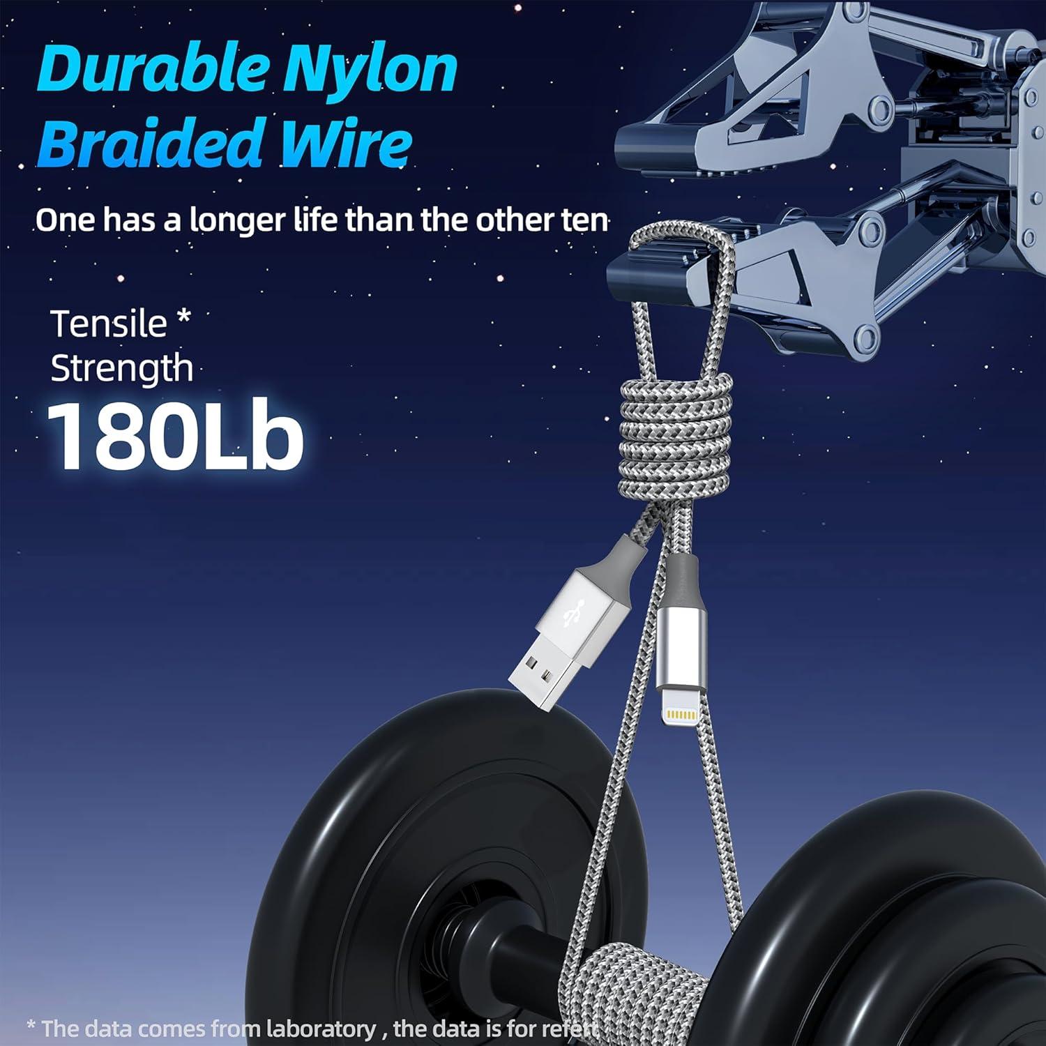 Cargador Lightning Bkayp 3pack 3m Carga Rápida iPhone 14 13 12