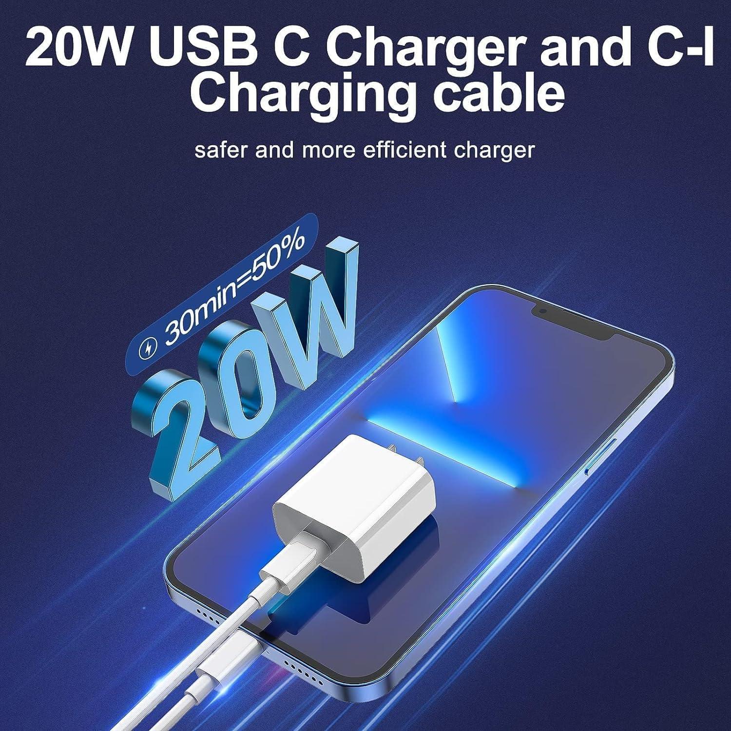 Cargador Rápido 20W FEEL2NICE + 2 Cables USB-C a Lightning