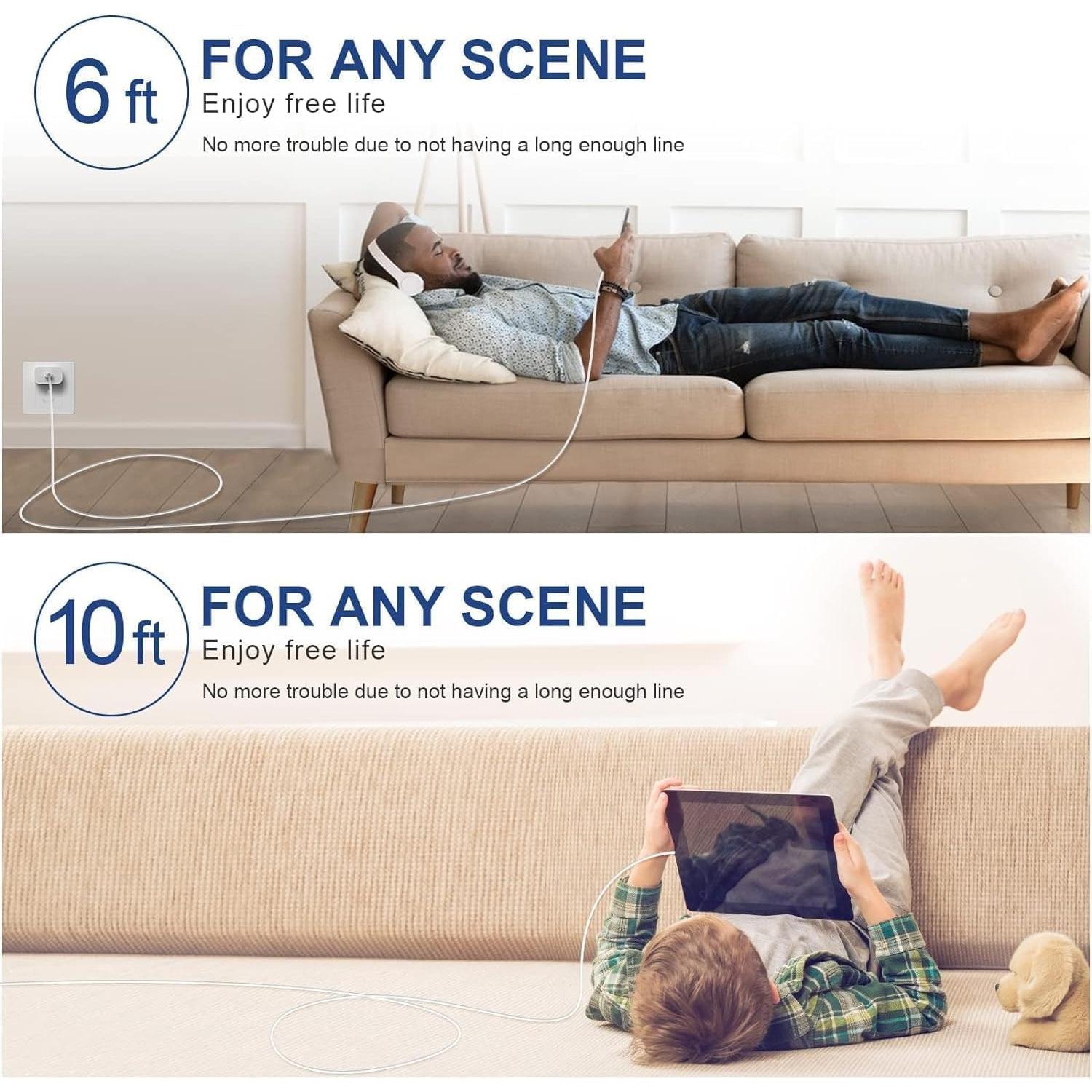 Cargador Rápido 20W FEEL2NICE + 2 Cables USB-C a Lightning