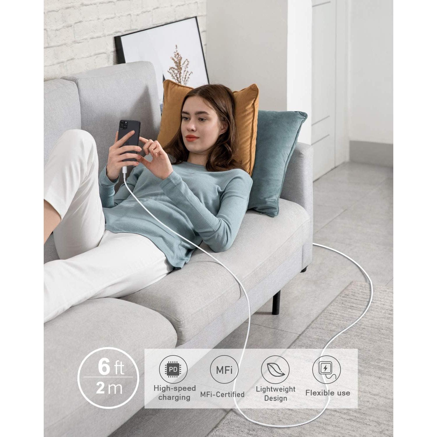 Paquete de 4 Cables de Carga Rápida Apple MFi 1.83m Blanco