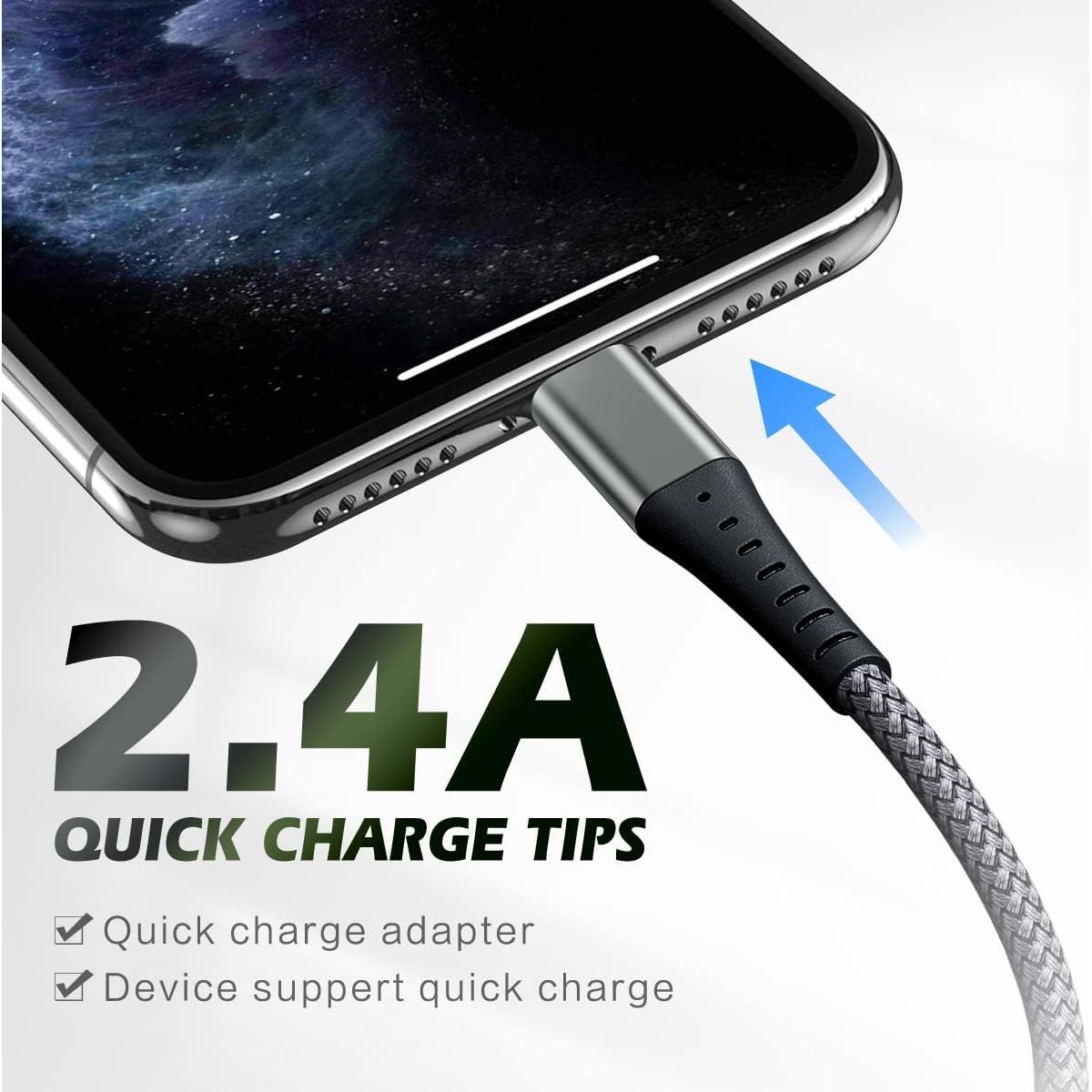 Cargador Rápido MFi DFLASHS para iPhone - Paquete de 3 Cables 3FT