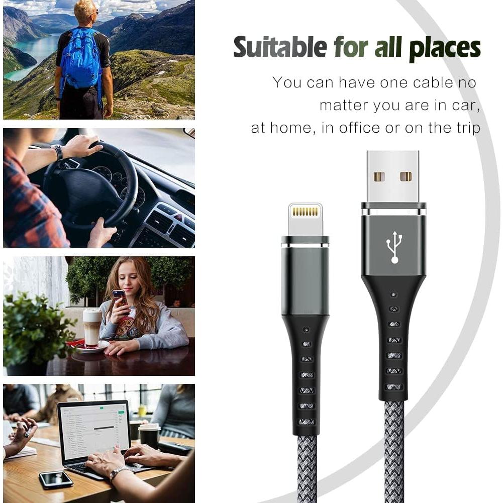 Cargador Rápido MFi DFLASHS para iPhone - Paquete de 3 Cables 3FT