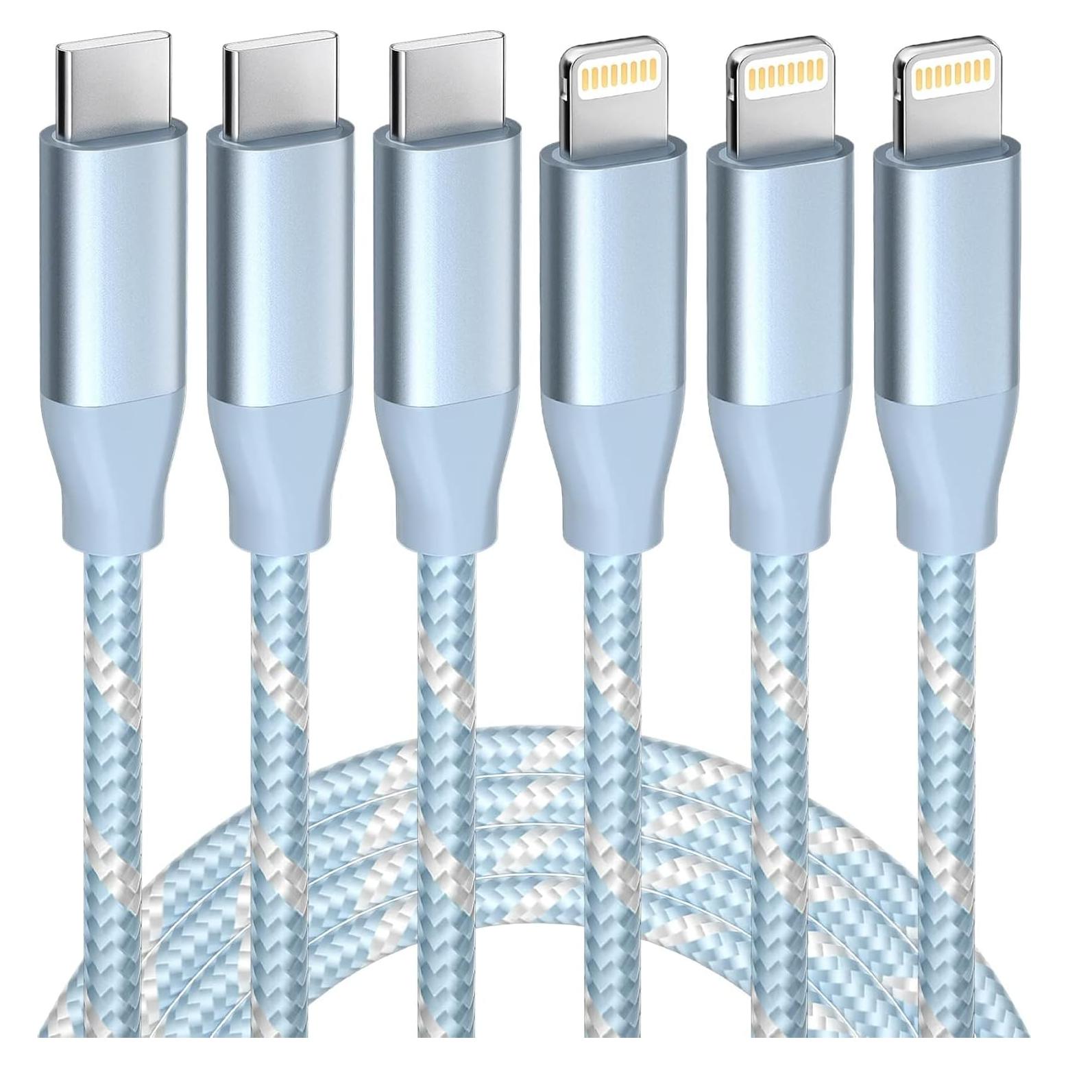 Cable USB C a Lightning 3 Pack 1.83m GHEREL MFi Cargador Rápido