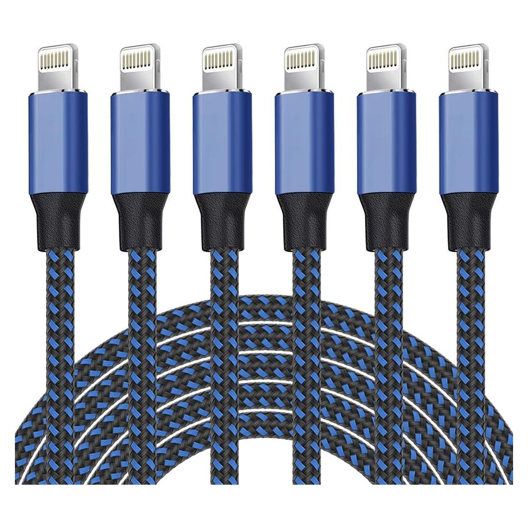 Cargador Lightning MFi NKNZLY 6 Pack 3m Nylon Trenzado