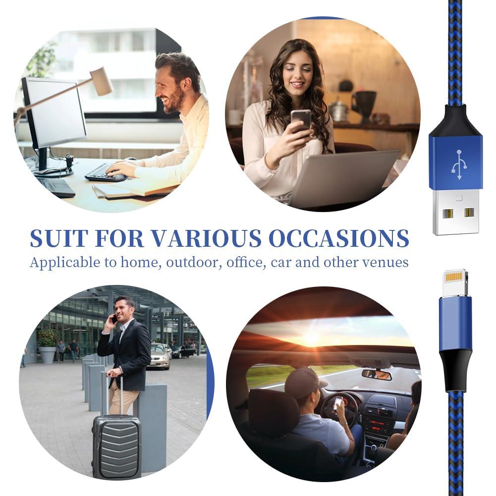 Cargador Lightning MFi NKNZLY 6 Pack 3m Nylon Trenzado