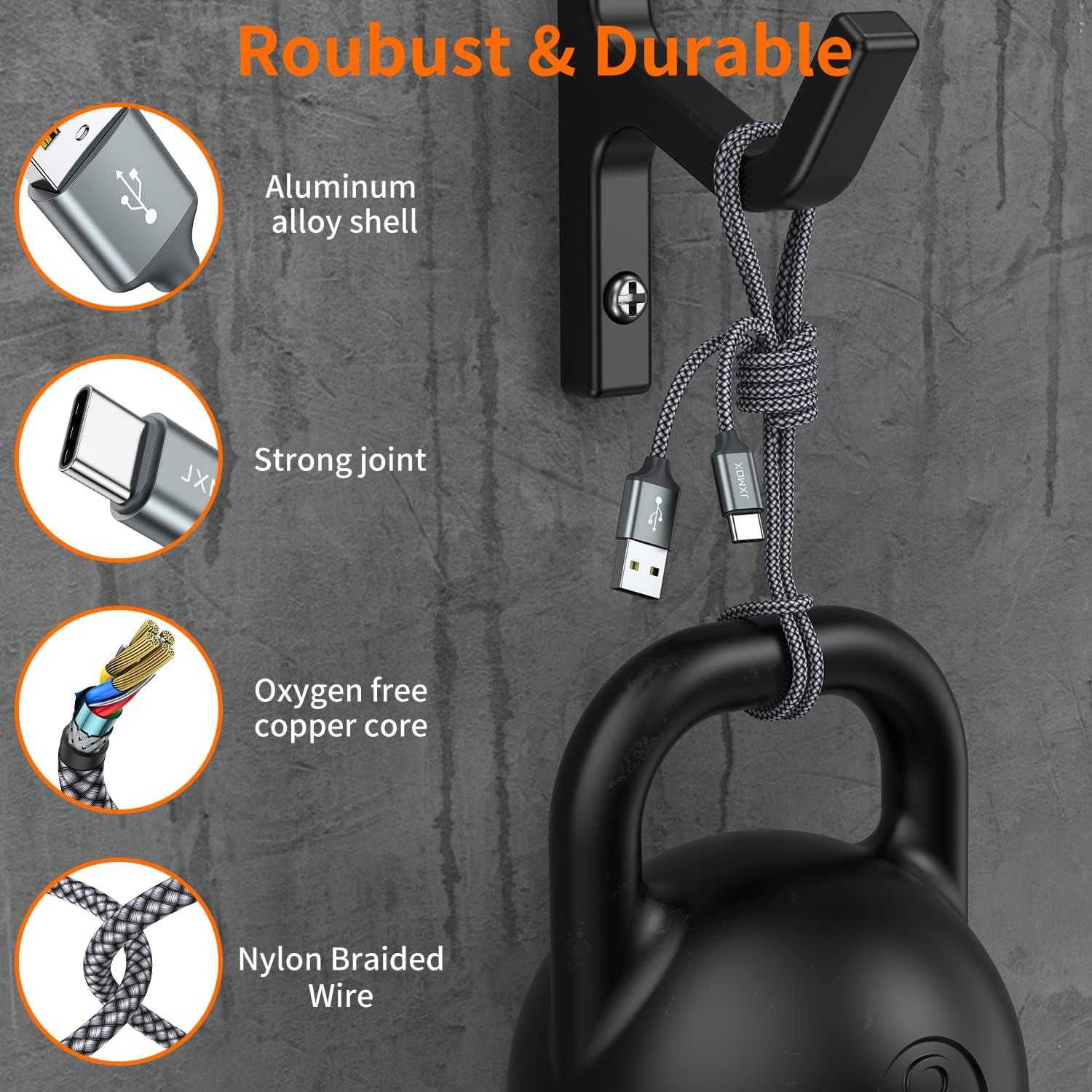 Cable USB Tipo C JXMOX 1m Trenzado 3.1A Carga Rápida 2-Pack