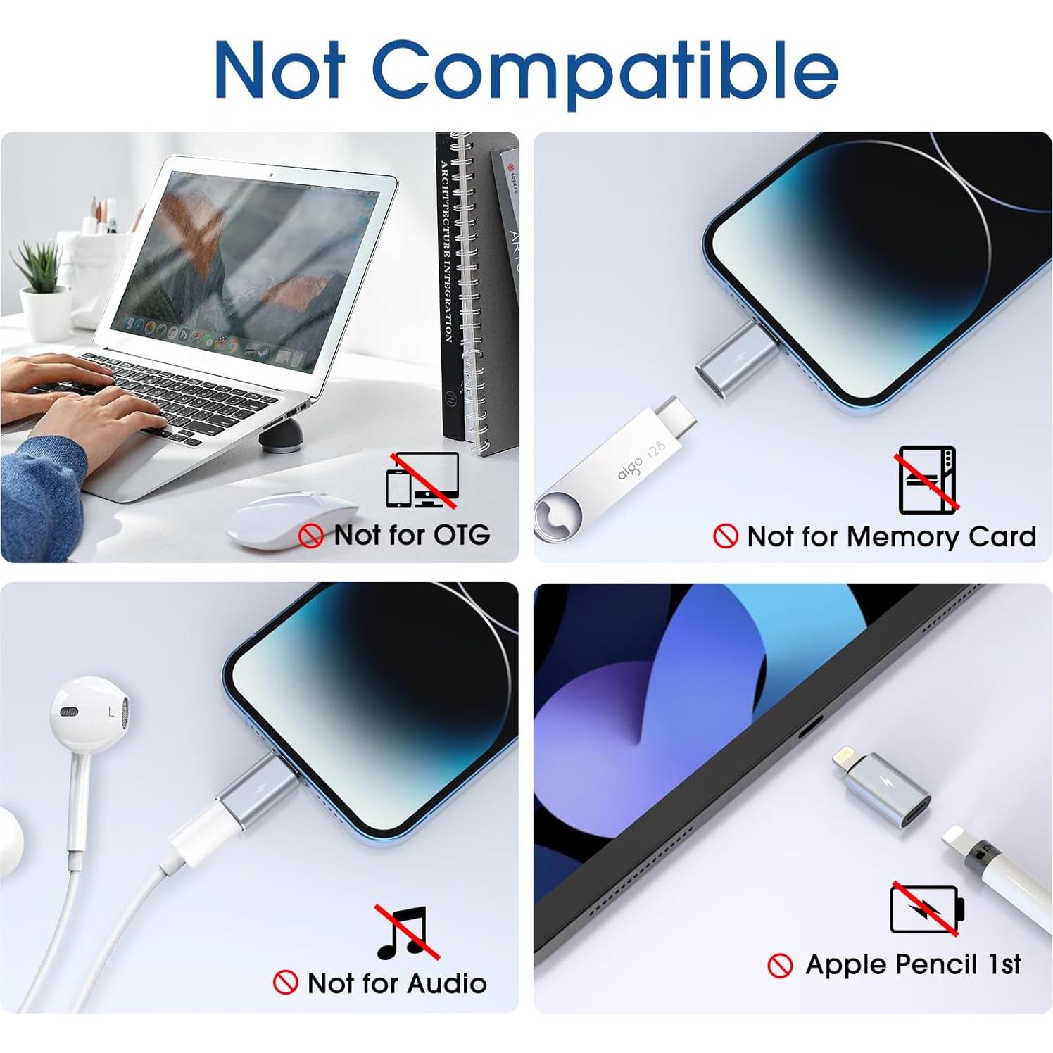 Adaptador USB C hembra a Lightning macho TechMatte 2 Pack 2.2A