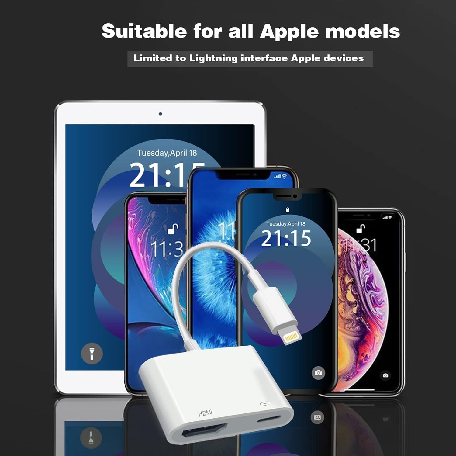 Adaptador Lightning a HDMI Microwoo 1080P para iPhone y iPad