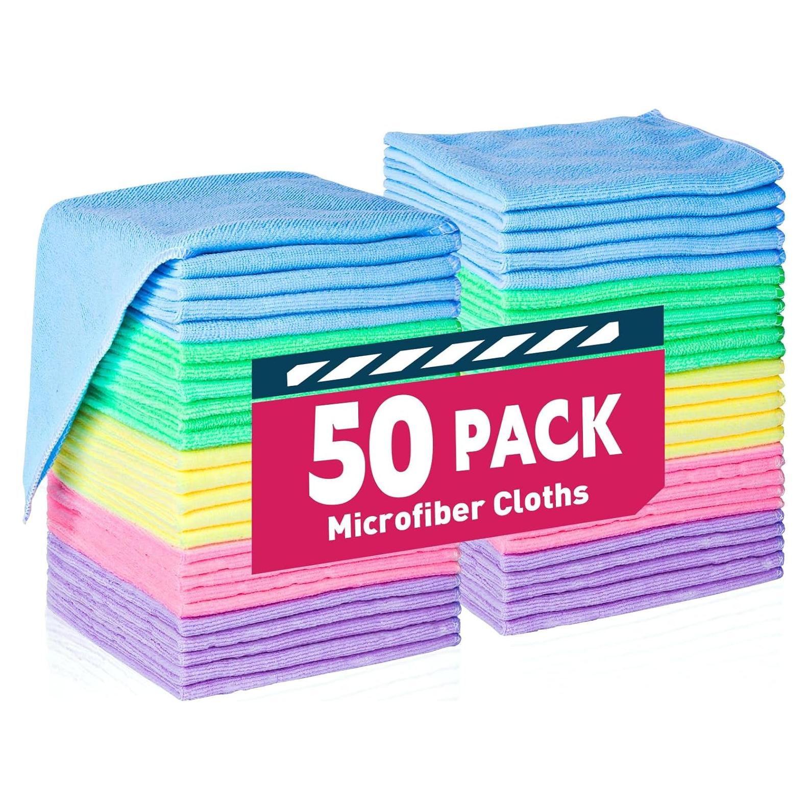 Paquete de 50 Paños de Microfibra TEAWOO 30x30 cm Surtidos