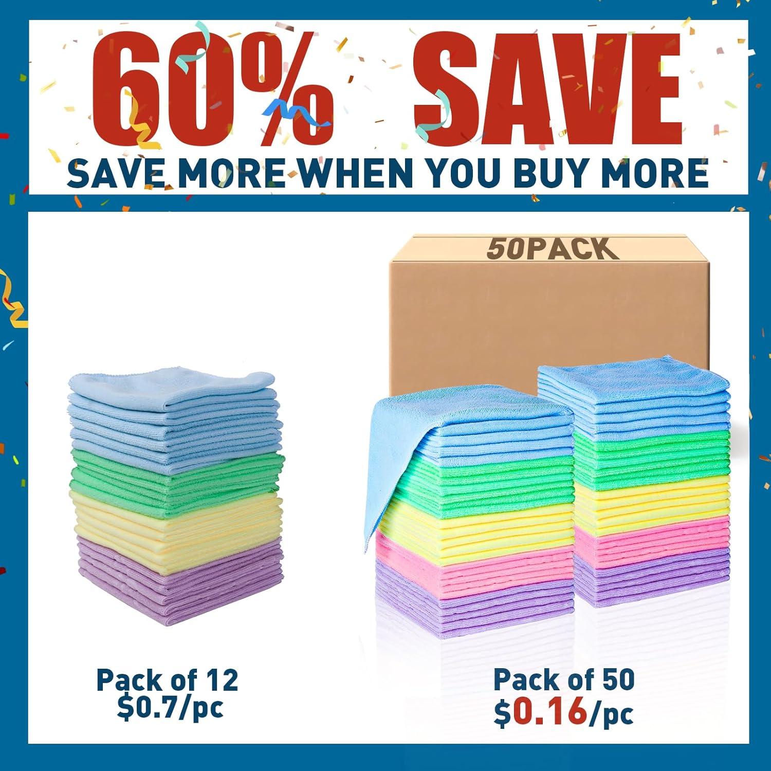 Paquete de 50 Paños de Microfibra TEAWOO 30x30 cm Surtidos