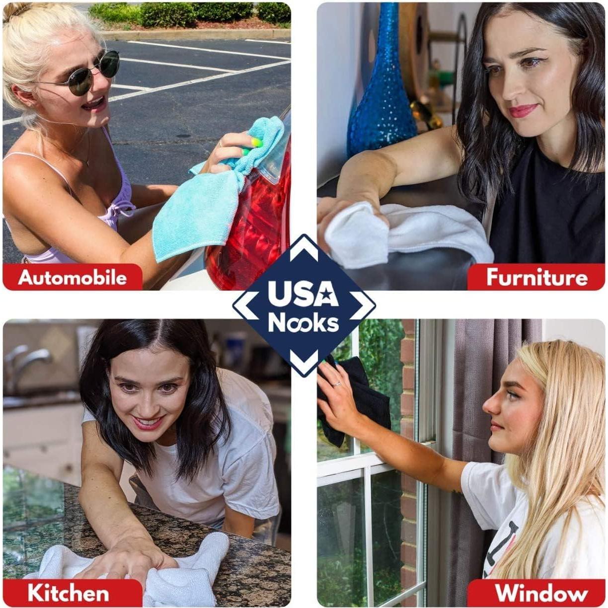 Paño de Microfibra USANOOKS - 12 Piezas 31.75x31.75 cm