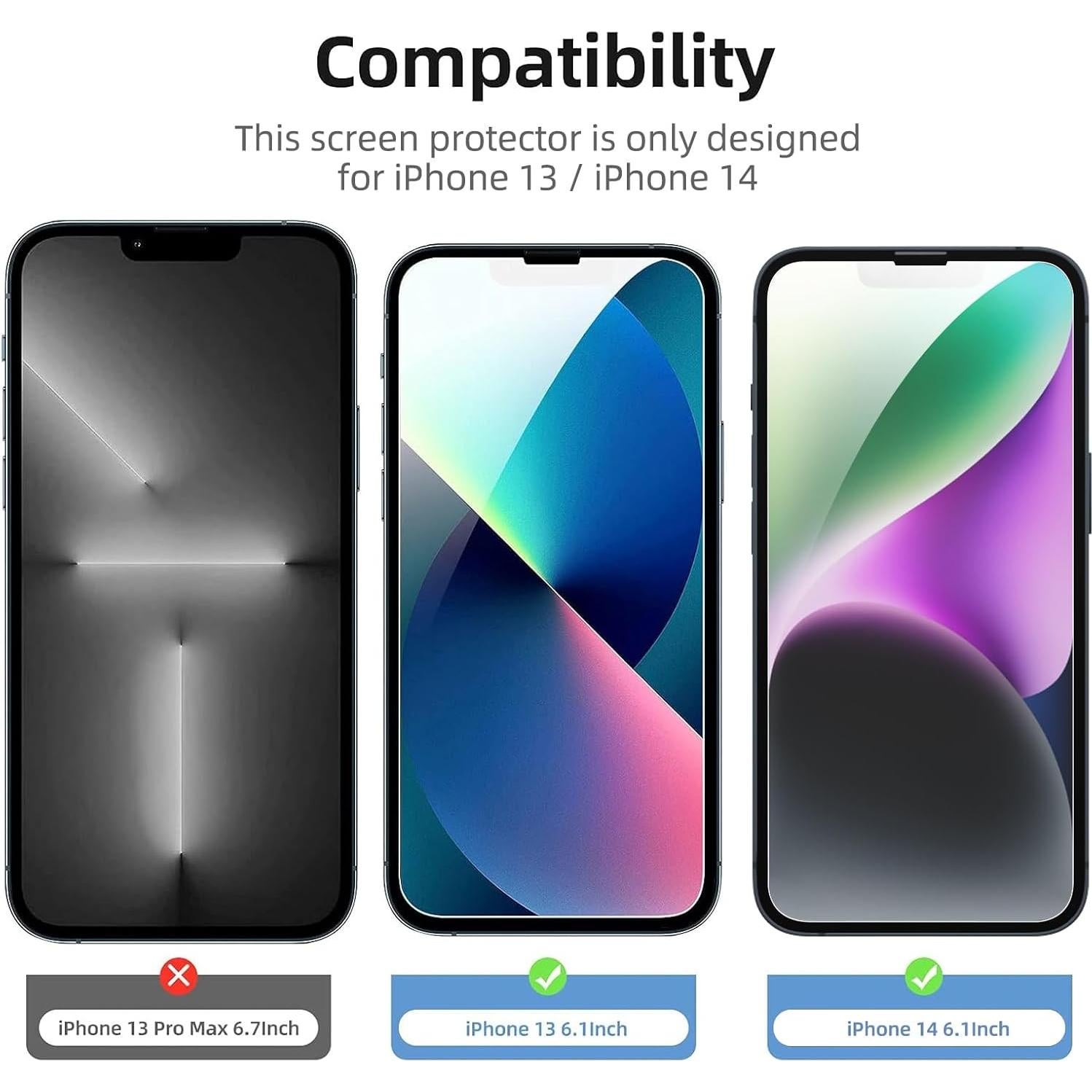 Protector de Pantalla Vidrio Templado NEW'C para iPhone 14/13/13 Pro 15.5 cm