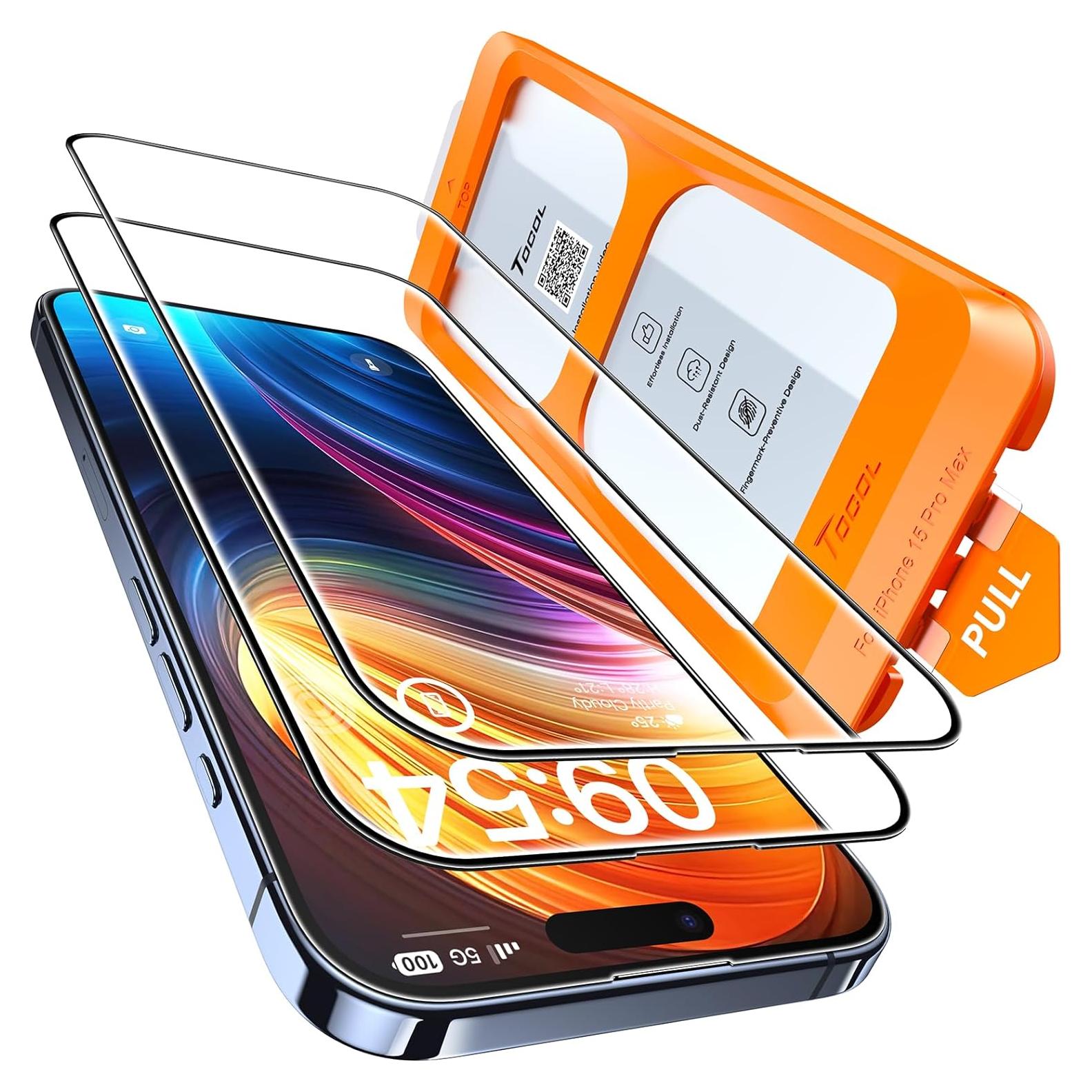 Protector de Pantalla TOCOL para iPhone 15 Pro Max 9H HD - 2 Unidades