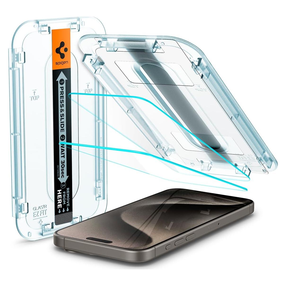 Protector de Pantalla Vidrio Templado Spigen iPhone 15 Pro Max - 2 Paquete