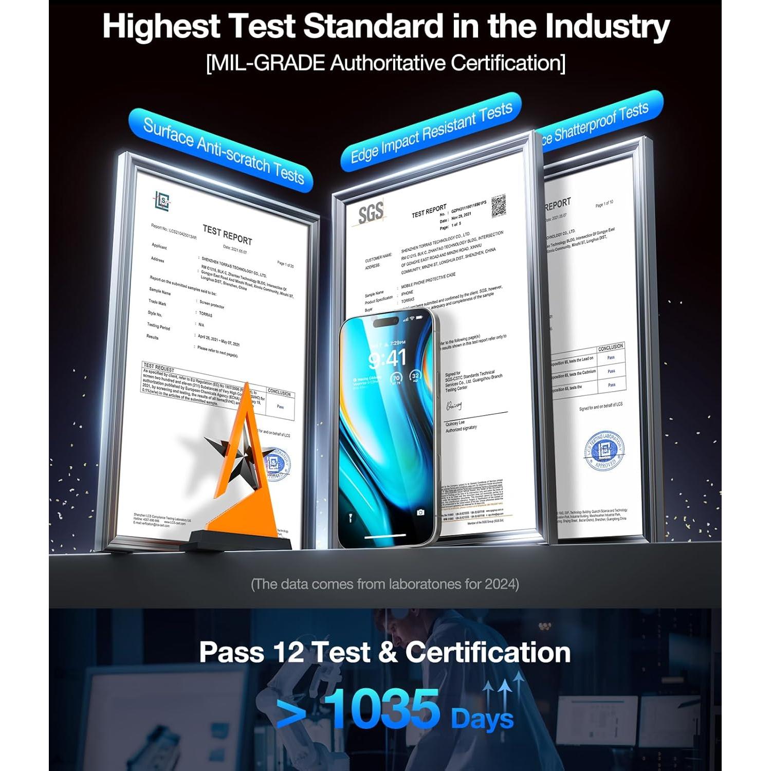 Protector de Pantalla UltraGlass 9H+ Privado para iPhone 16 Pro - Paquete de 2