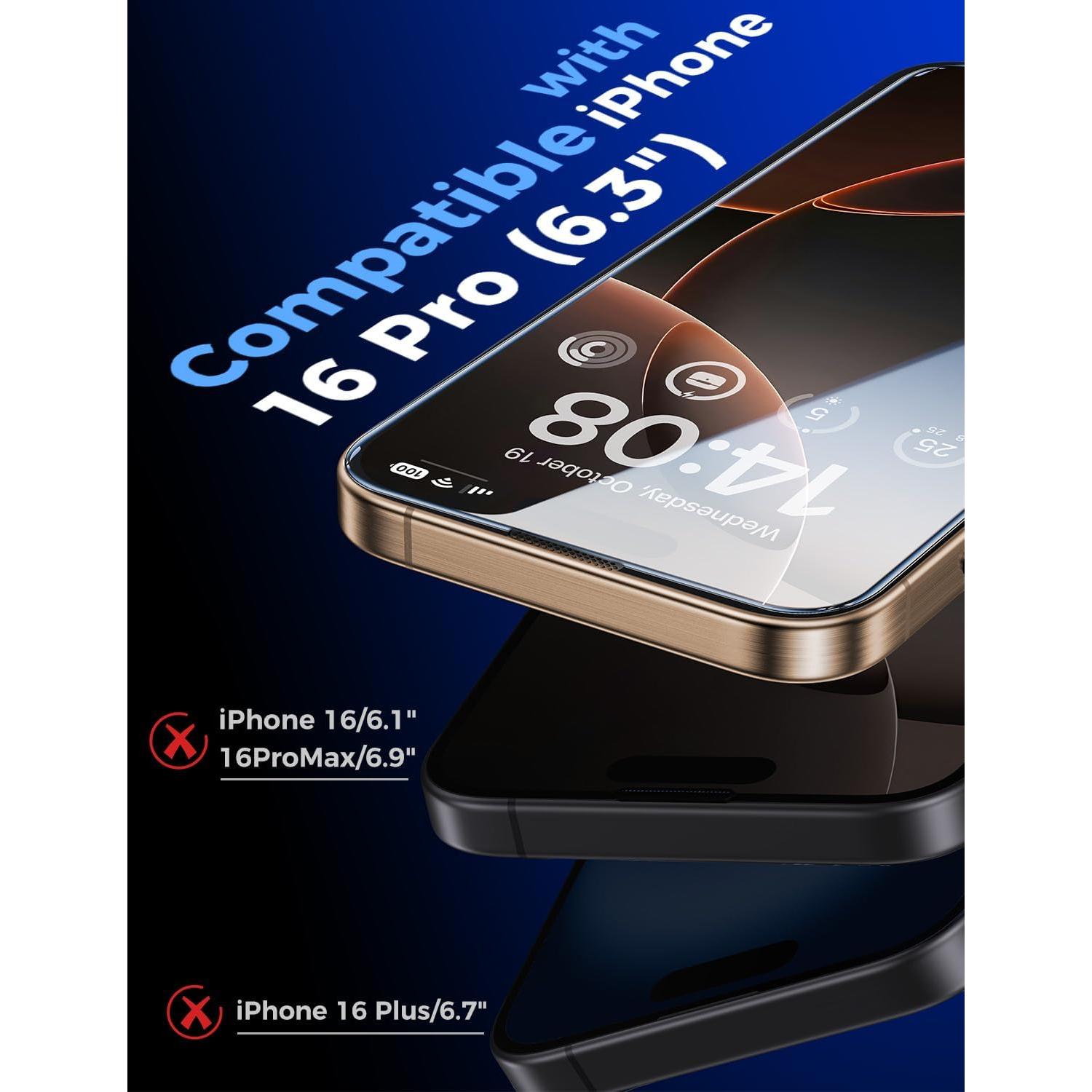 Protector de Pantalla Vidrio Templado MAGIC JOHN para iPhone 16 Pro 6.3"