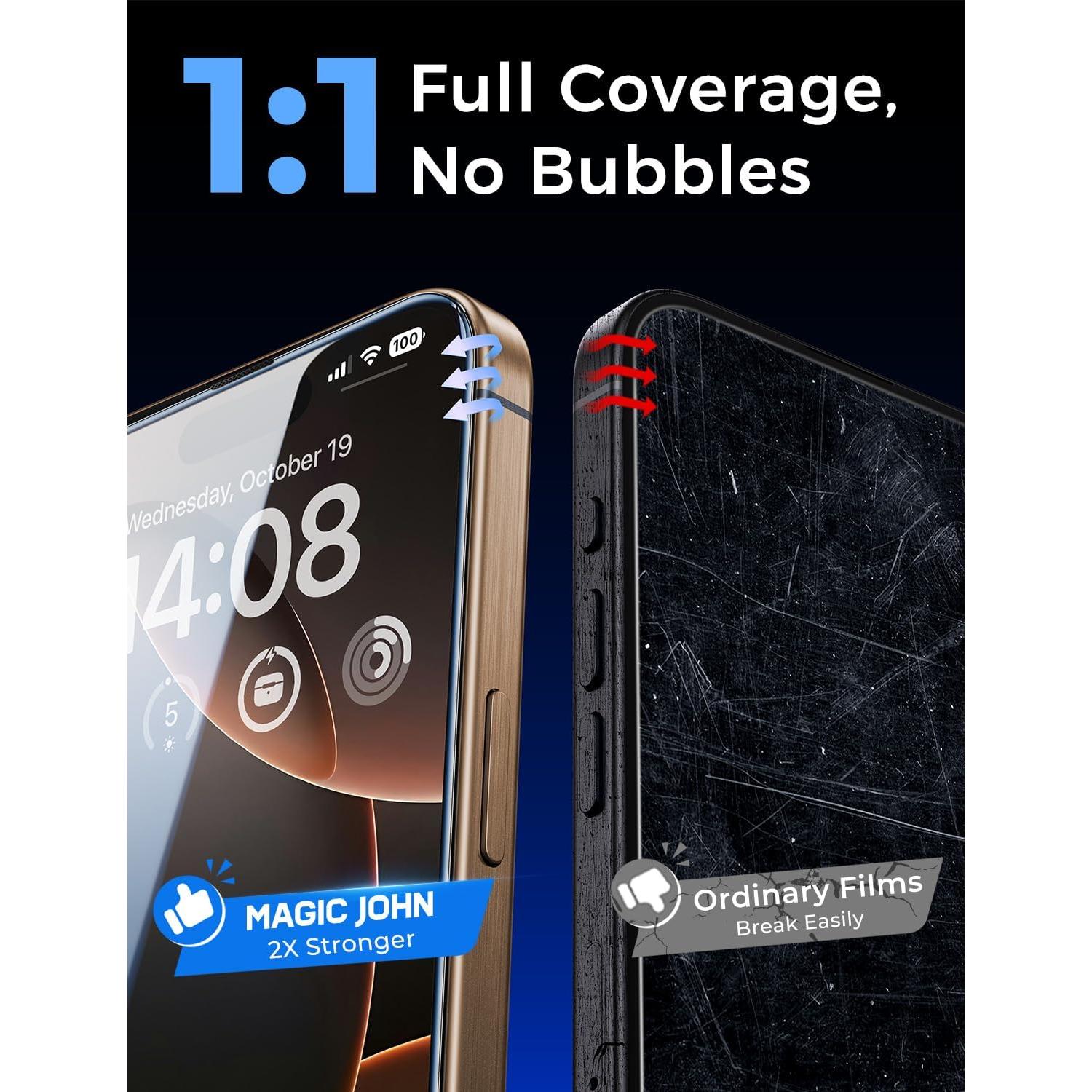 Protector de Pantalla Vidrio Templado MAGIC JOHN para iPhone 16 Pro 6.3"