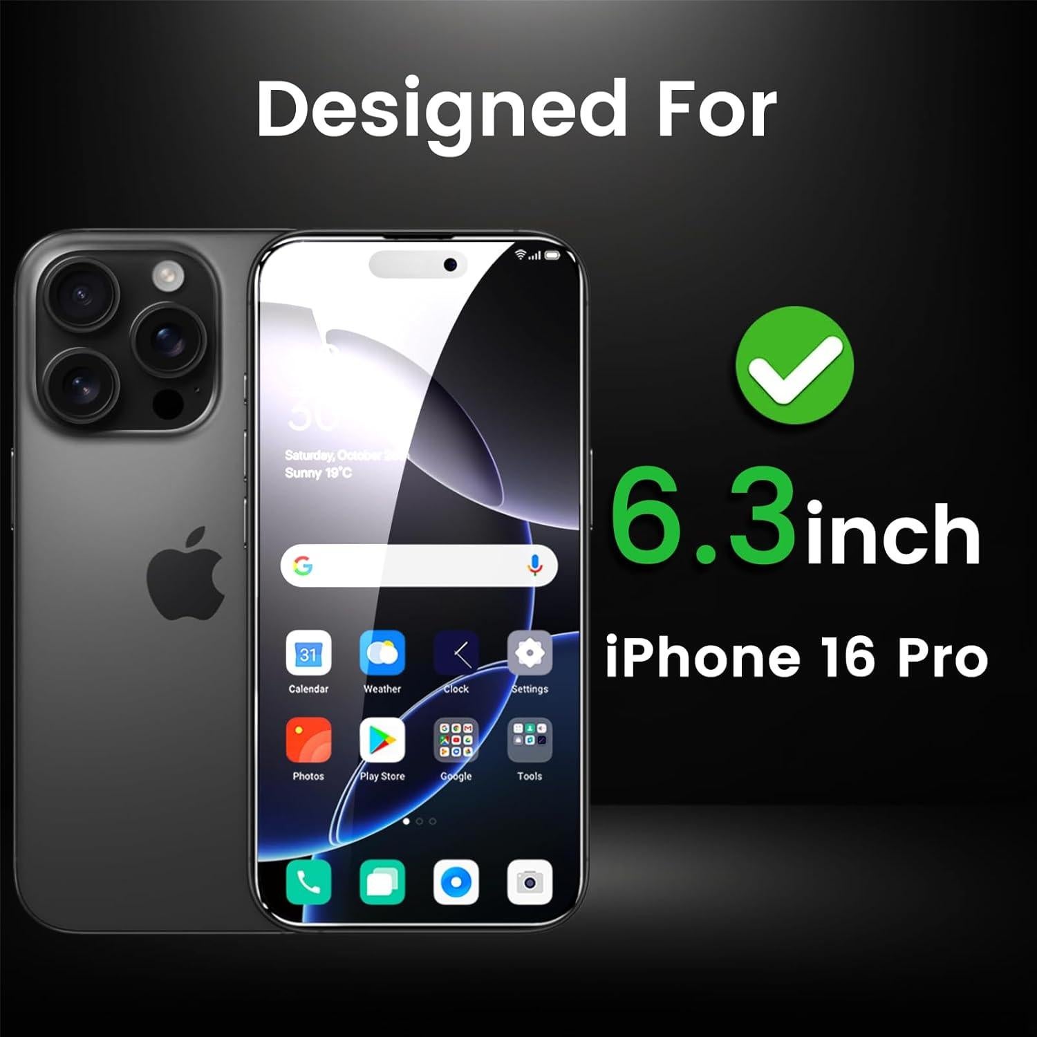 Paquete 4 Protectores Pantalla Privados Romkasi iPhone 16 Pro