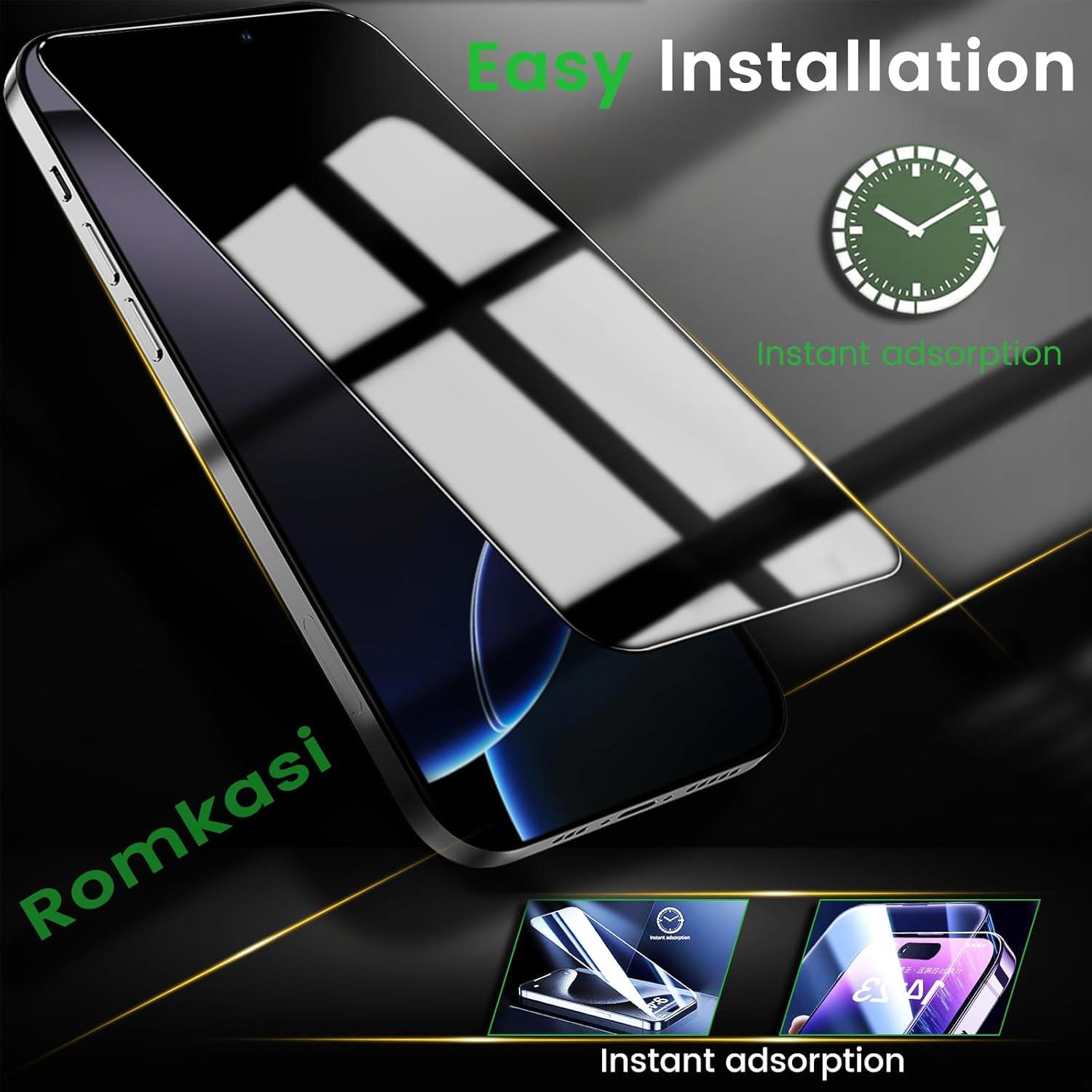 Paquete 4 Protectores Pantalla Privados Romkasi iPhone 16 Pro