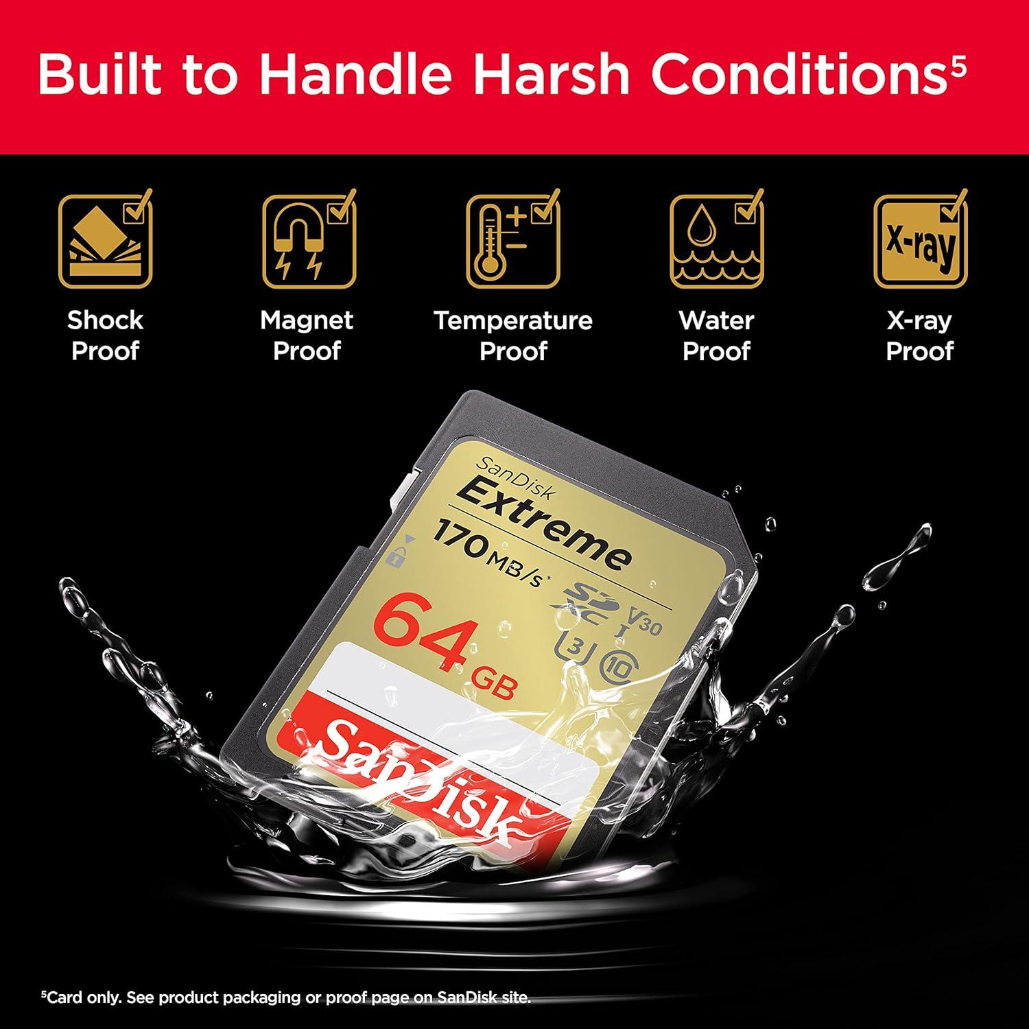 Tarjeta de Memoria SanDisk 64GB Extreme SDXC UHS-I 4K