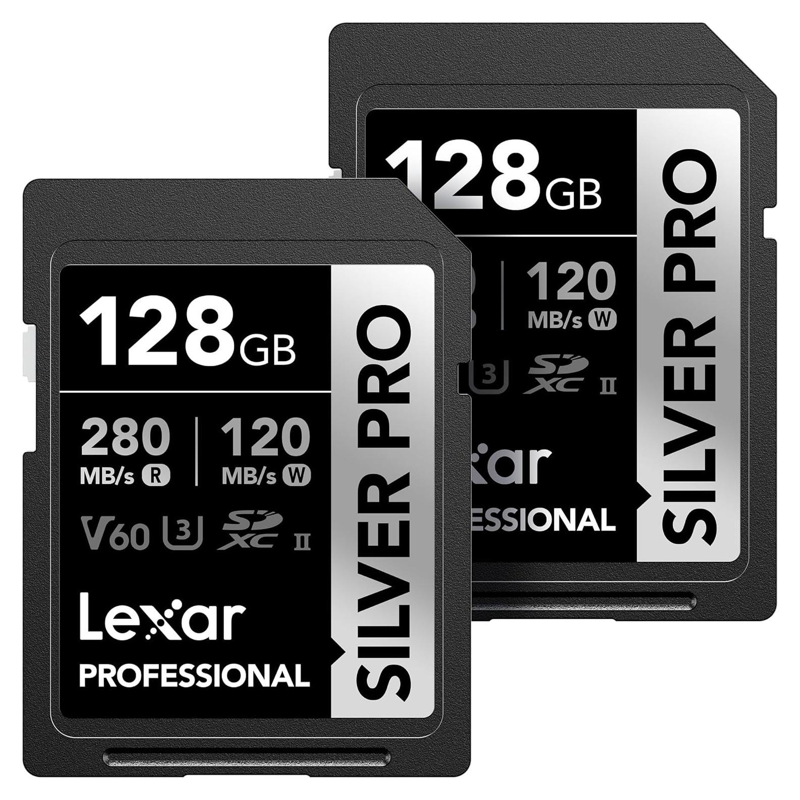 Lexar 128GB (2-Pack) Tarjeta SDXC UHS-II Silver Pro