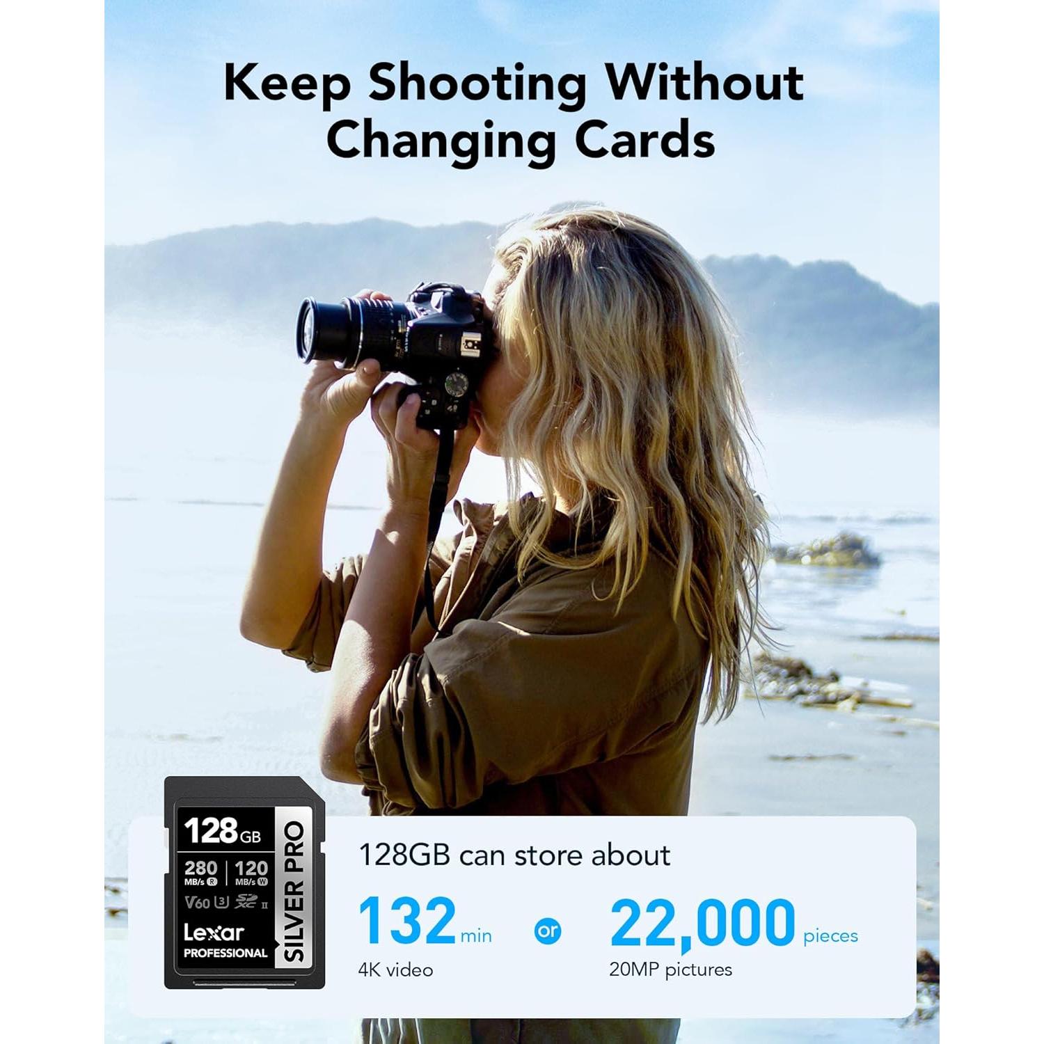 Lexar 128GB (2-Pack) Tarjeta SDXC UHS-II Silver Pro