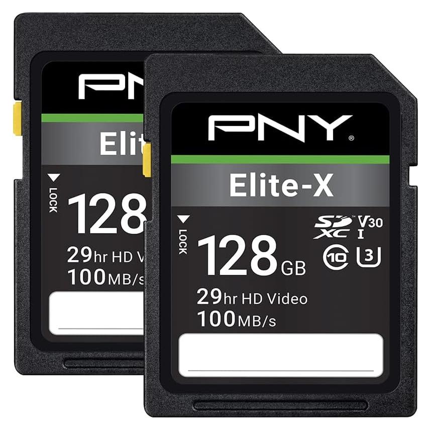 Tarjeta de Memoria Flash PNY 128GB Elite-X U3 V30 - 100MB/s (Paquete de 2)