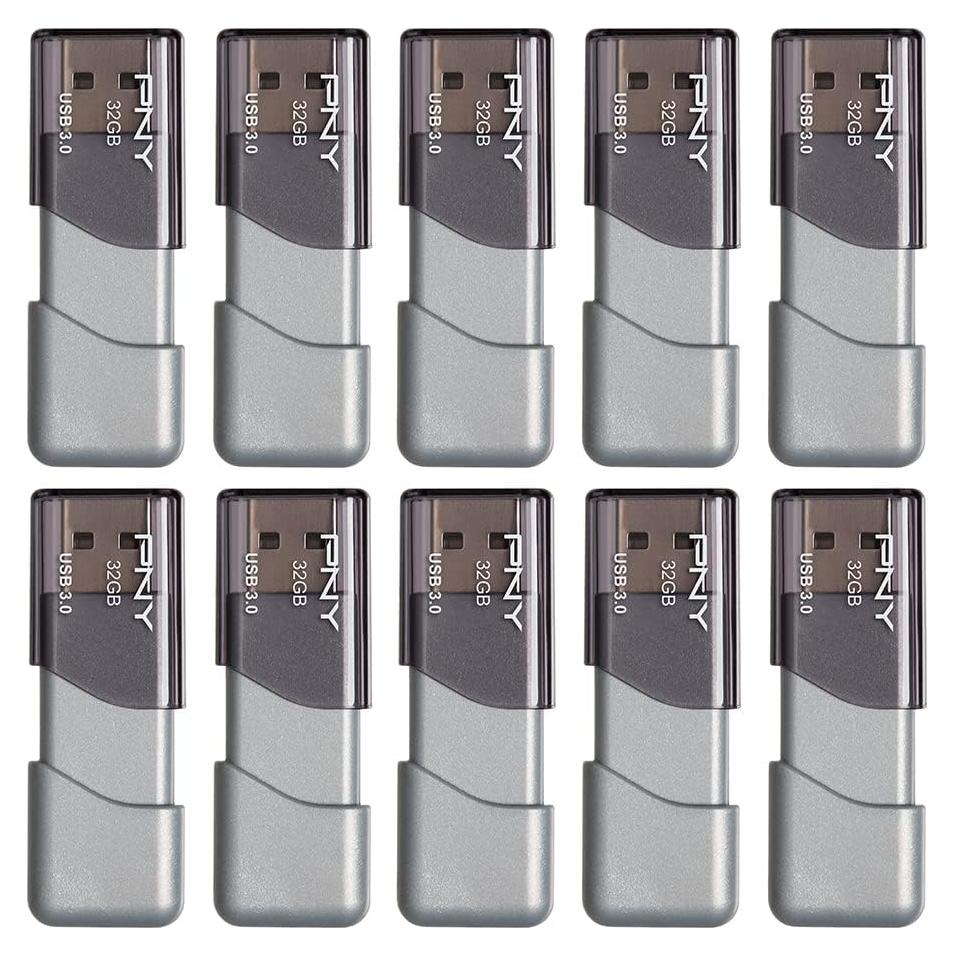 PNY Turbo Attaché 3 USB 3.0 32GB Plata - Paquete de 10