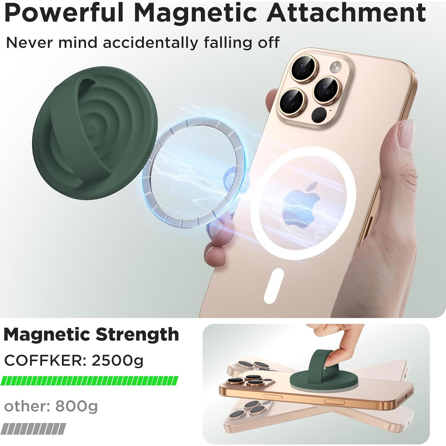 Soporte de Anillo Magnético COFFKER para Teléfono Verde Alpino