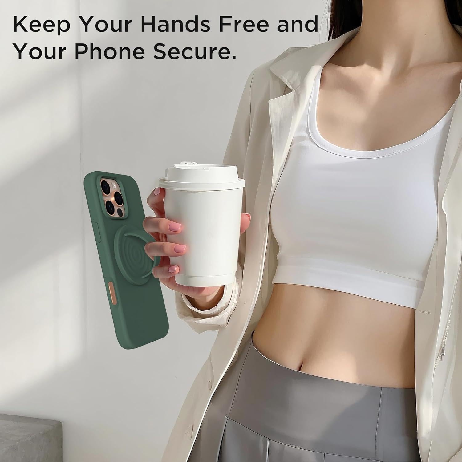 Soporte de Anillo Magnético COFFKER para Teléfono Verde Alpino